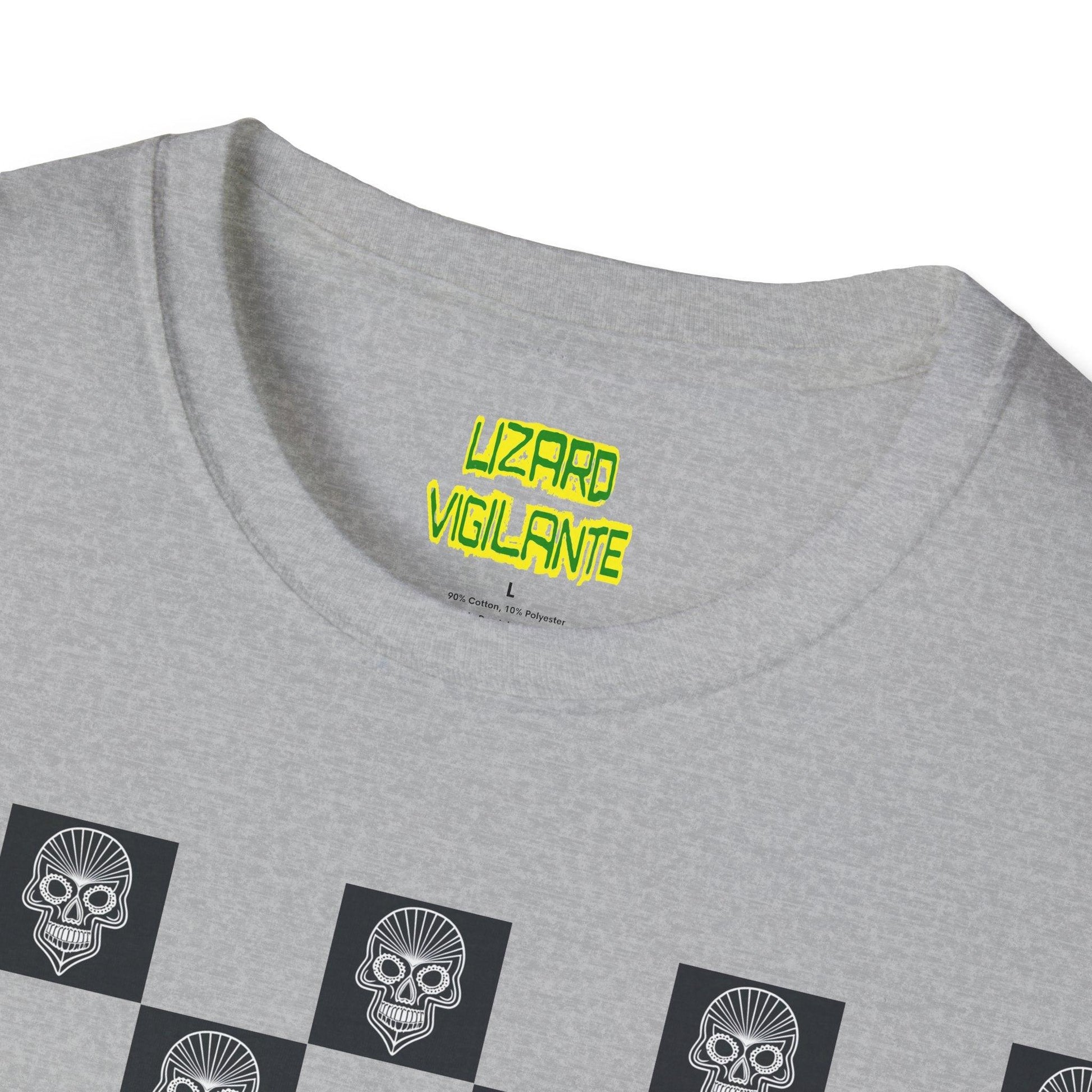 Checkerboard Skull Unisex Softstyle T-Shirt - Lizard Vigilante