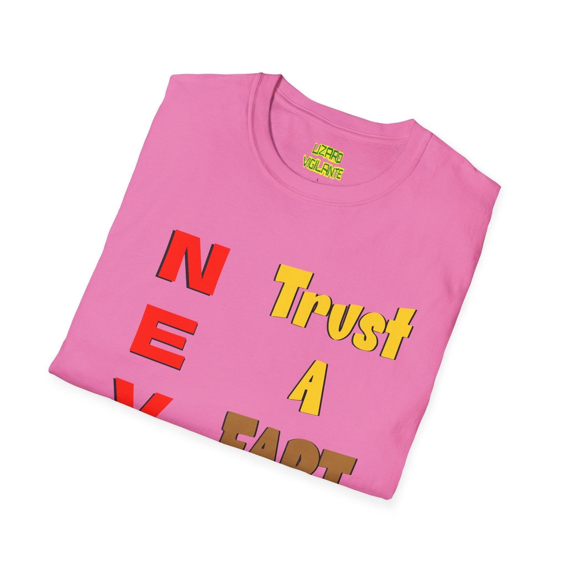 NEVER Trust A FART AFTER 50! Unisex Lightweight Softstyle Tee Shirt Sizes S-4XL, Tear-Away Label - Lizard Vigilante