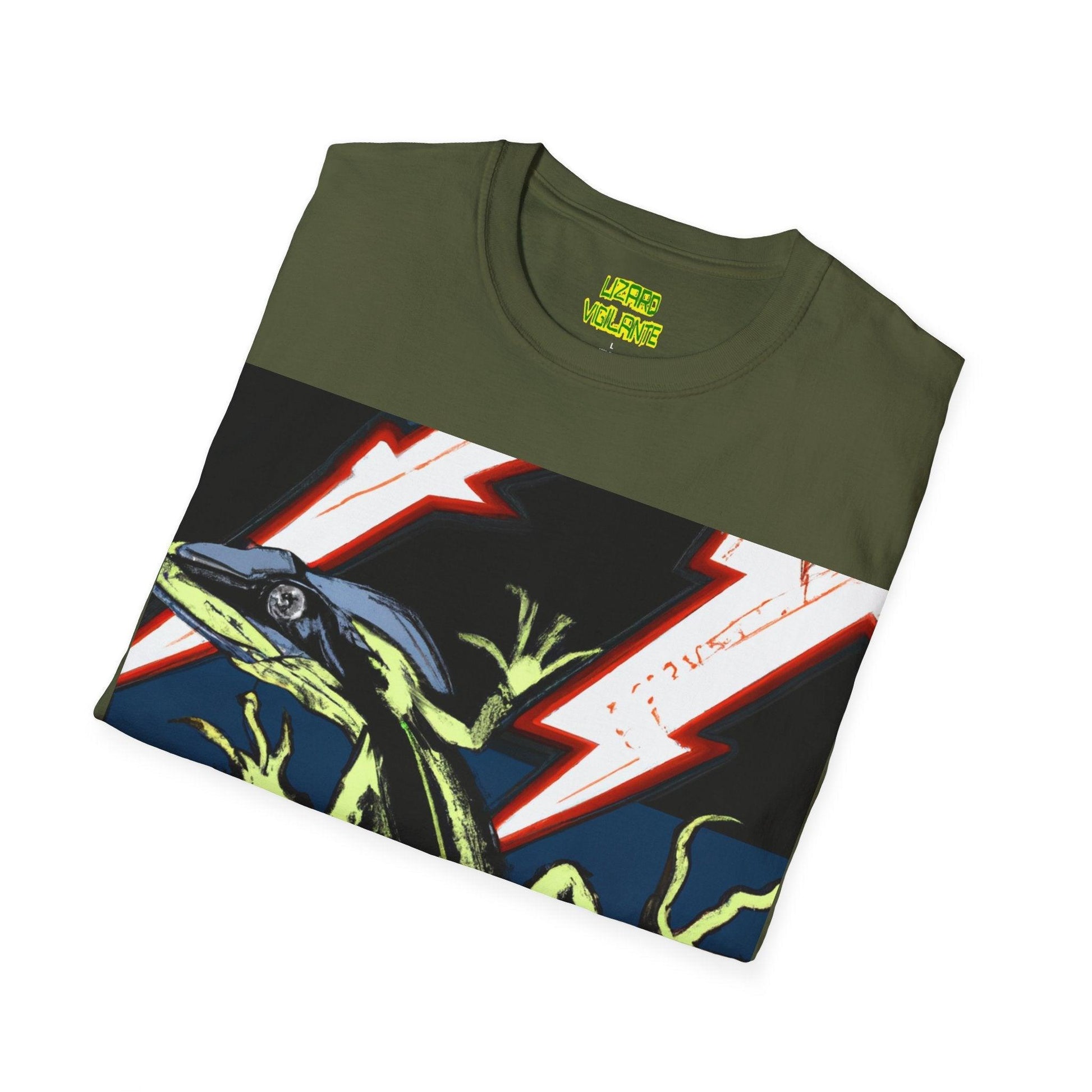 Lizard Vigilante Lightning Leap Unisex Softstyle T-Shirt - Lizard Vigilante