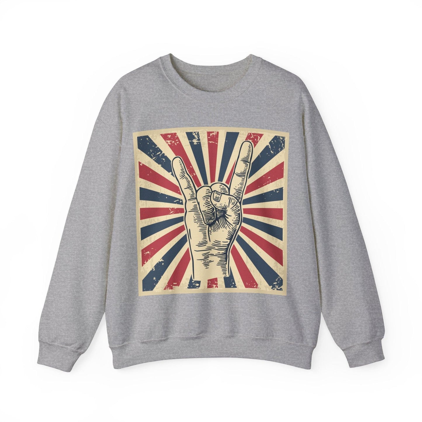 Patriotic Rock On Unisex Heavy Blend™ Crewneck Sweatshirt - Lizard Vigilante