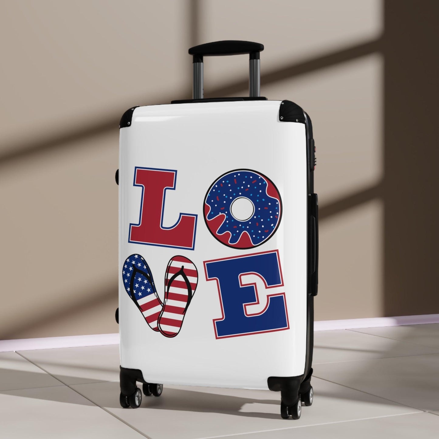 LOVE Suitcase in Red, White and Blue Summer Design - Lizard Vigilante