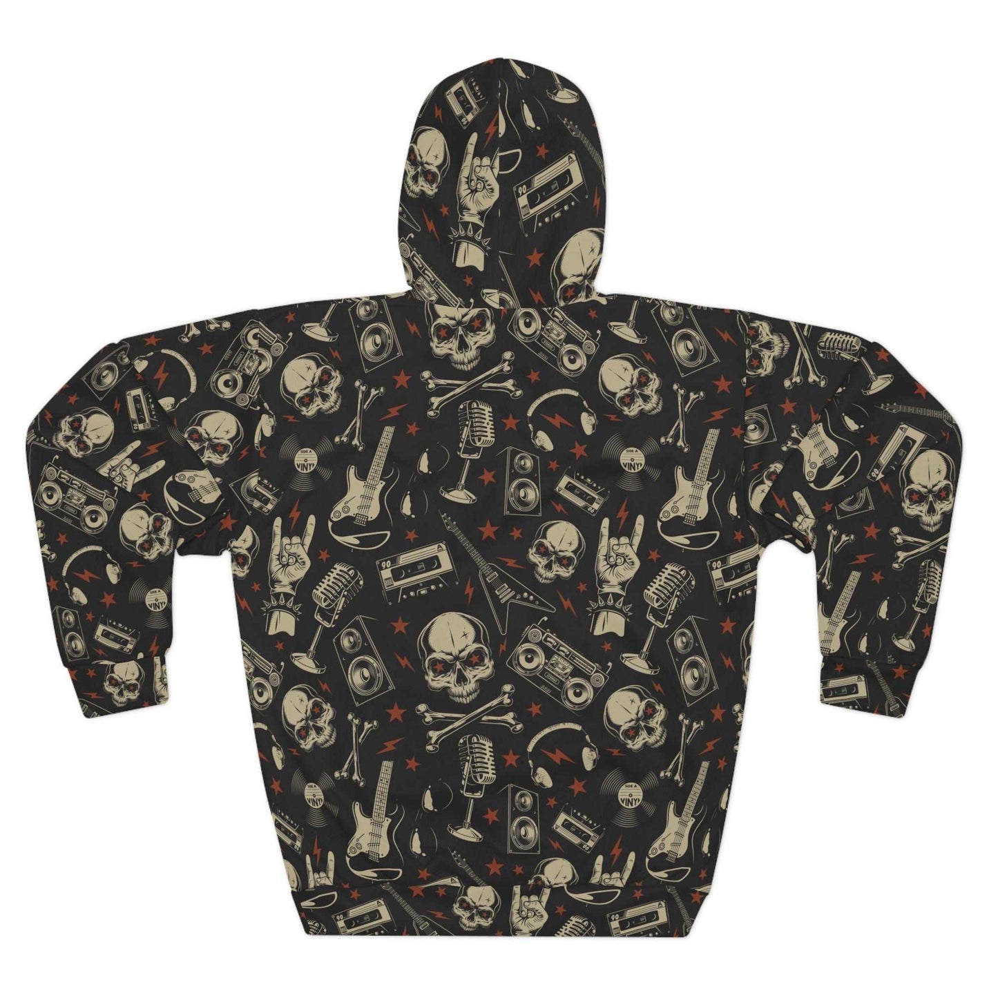 80s Metal Collage' Unisex Pullover Hoodie (AOP) - Lizard Vigilante