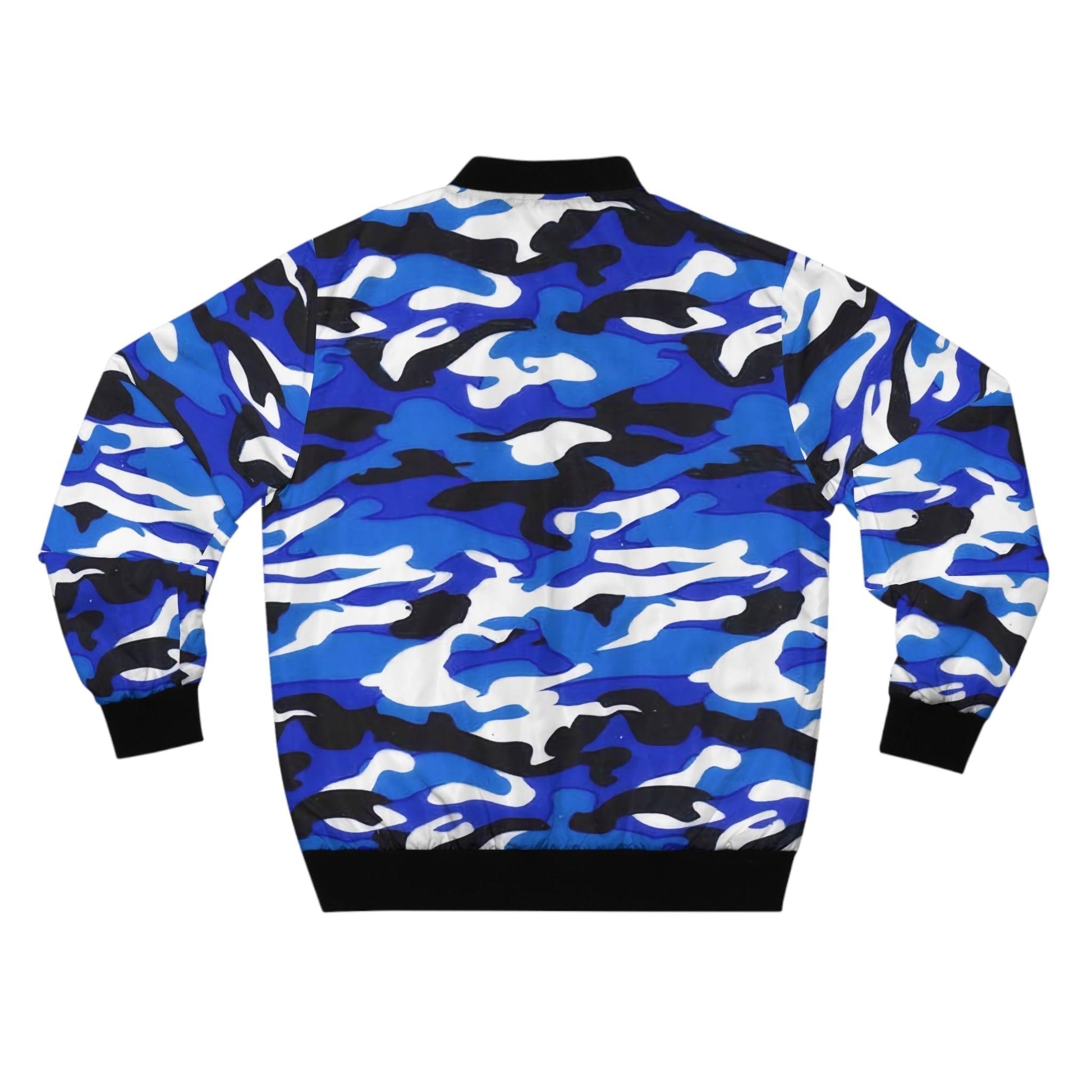 Blue, Black, Gray, White Camo Men's Bomber Jacket - Lizard Vigilante