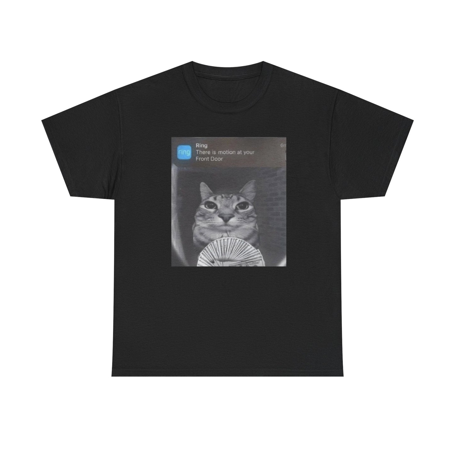 There Is Motion at Your Front Door Funny Cat Shirt – Hilarious Motion Camera Meme Graphic Tee