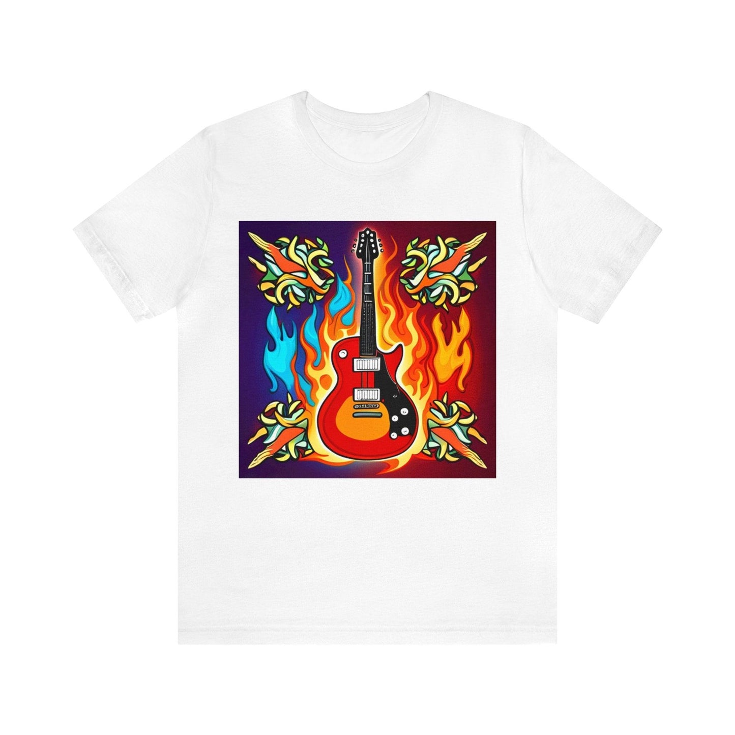 Flaming Axe Unisex Jersey Short Sleeve Tee Shirt Electric Guitar On Fire XS-3X - Lizard Vigilante