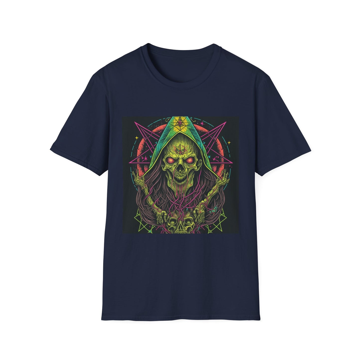 Hooded Skull T-Shirt — Neon Occult Graphic Tee