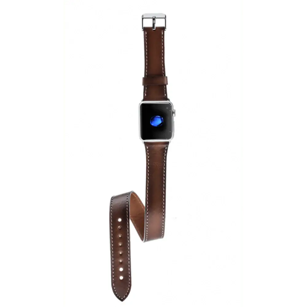 Luxury Double Wrap Brown Leather Apple Watch Band - San Diego