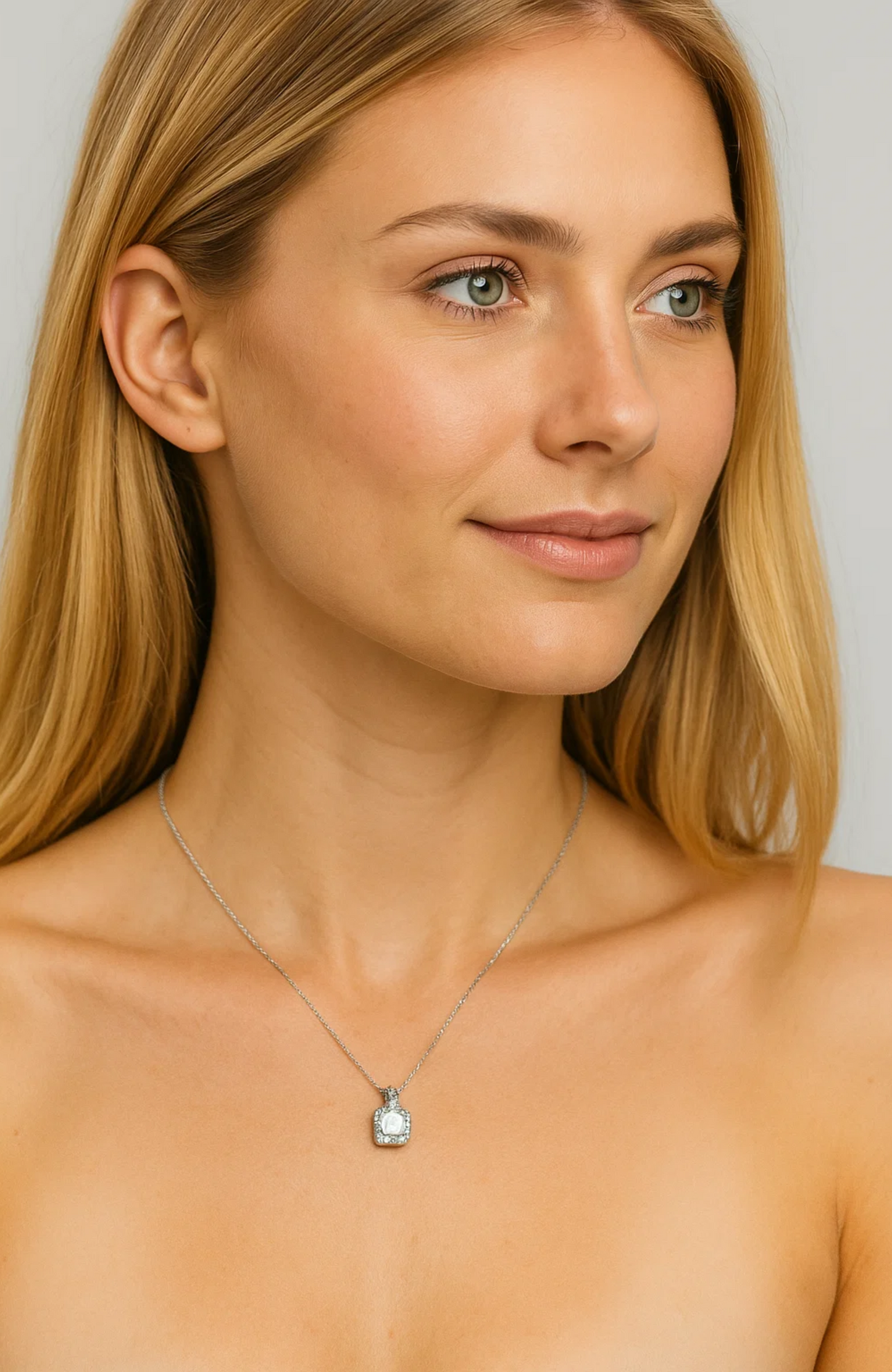 Two Carat Halo Cubic Zirconia Pendant Necklace
