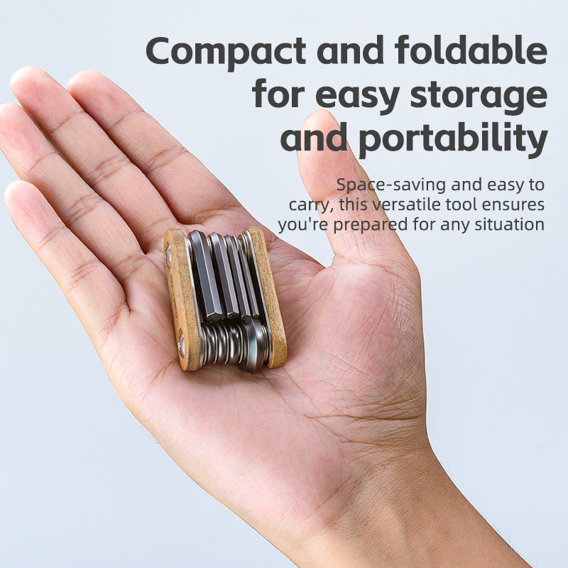 ROCKBROS Titanium-Plated 8-in-1 Wood Handle Multi-function Tool