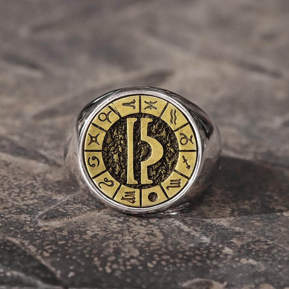 12 Constellation Zodiac Signs Stainless Steel Ring