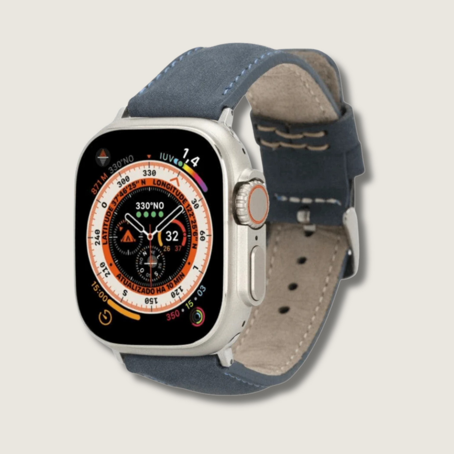 Apple Watch Blue Leather Strap - Boston