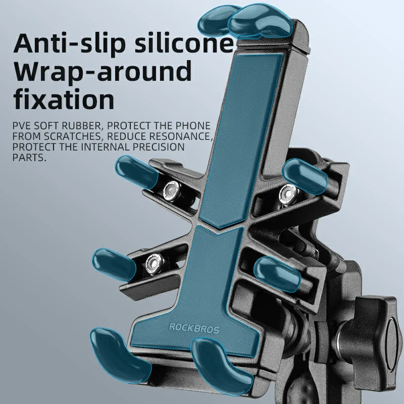 ROCKBROS Motorcycle ATV Adjustable Phone Holder with Vibration Dampener for 4.7-7.1" Phones