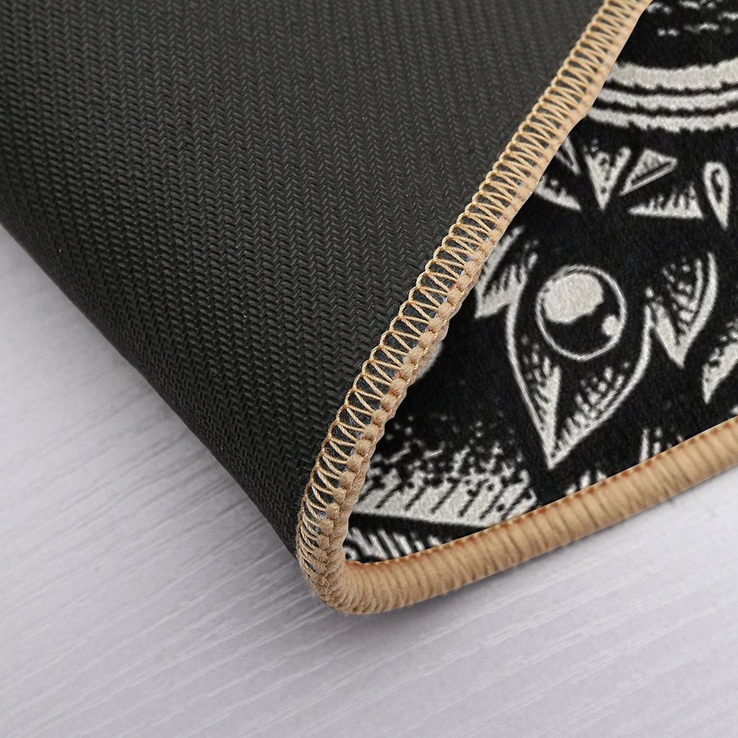 Sacred Geometry Seraphim Star Mandala Black  Dirt-Trapping Bath Mat