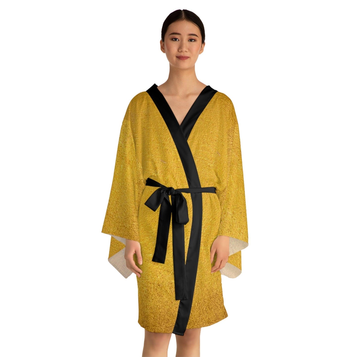 Faux Gold Cloth Long Sleeve Kimono Robe - Lizard Vigilante