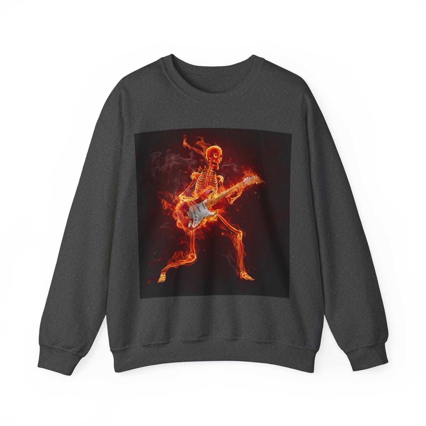 Fiery Guitarist Unisex Heavy Blend™ Crewneck Sweatshirt - Lizard Vigilante