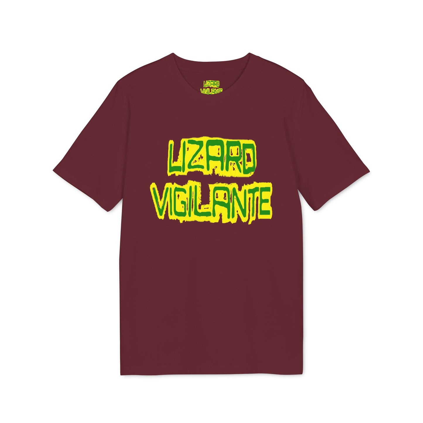 Lizard Vigilante T-Shirt — Retro Neon Graphic Tee for Reptile Fans