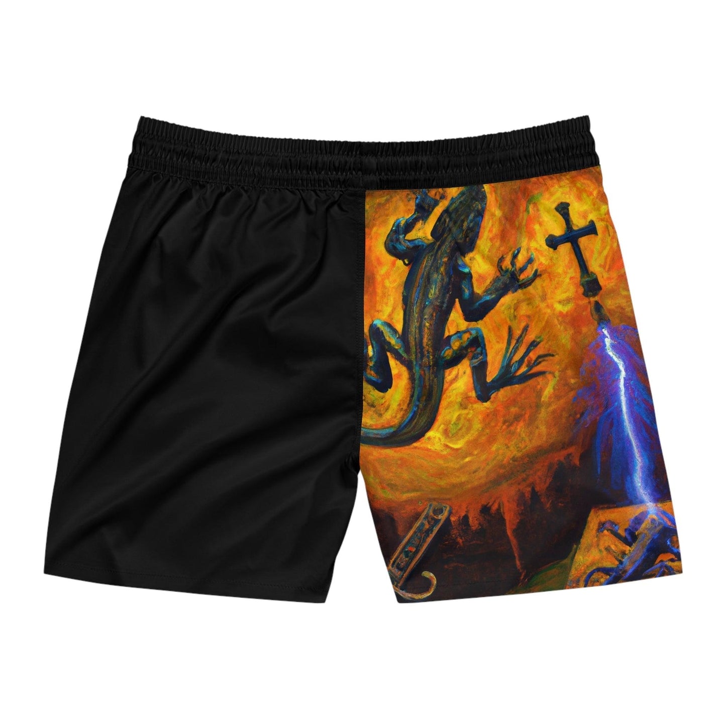 Lizard Vigilante Origins Half Men's Mid-Length Swim Shorts - Lizard Vigilante