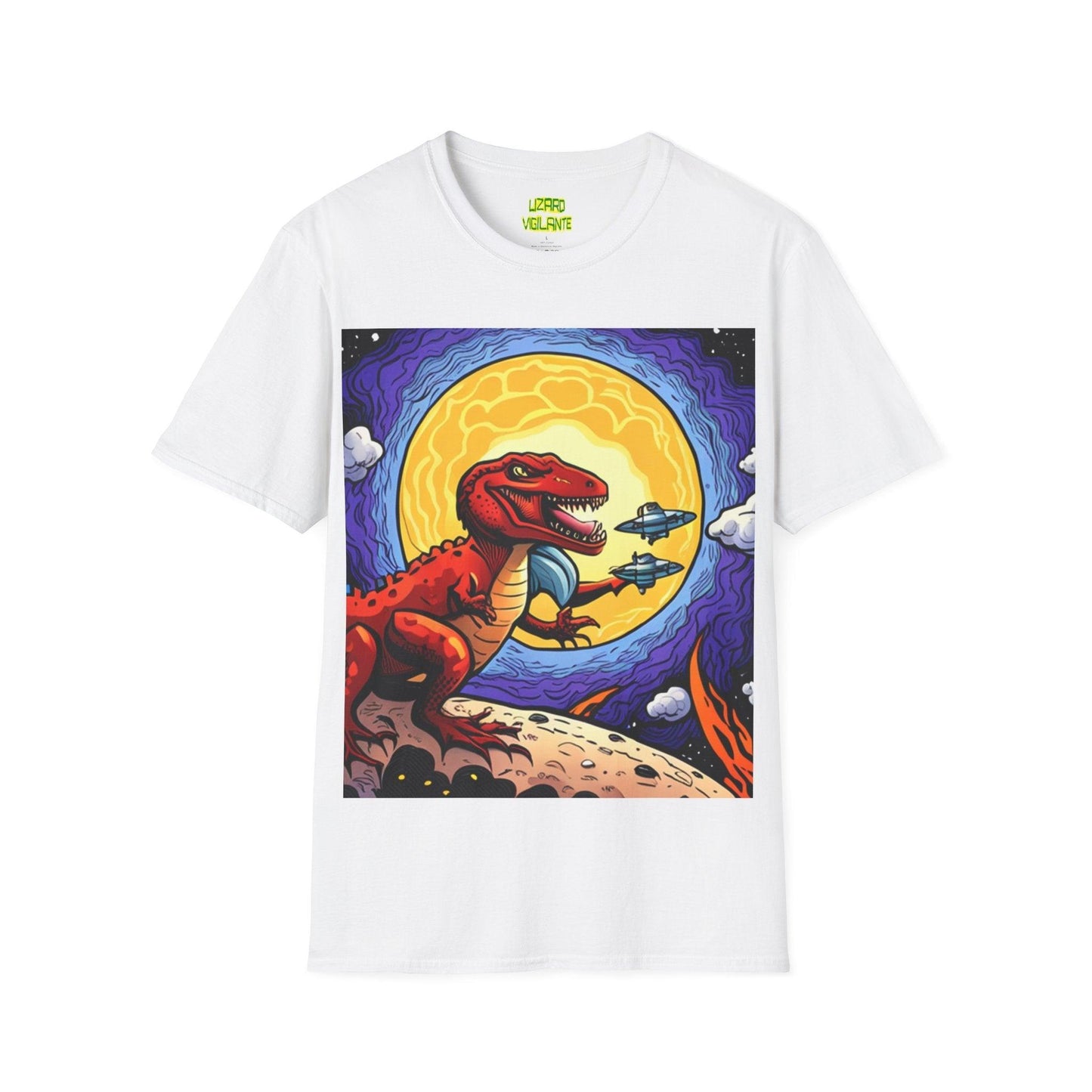 Lizard-saur Plays With Spacecraft Unisex Softstyle T-Shirt - Lizard Vigilante