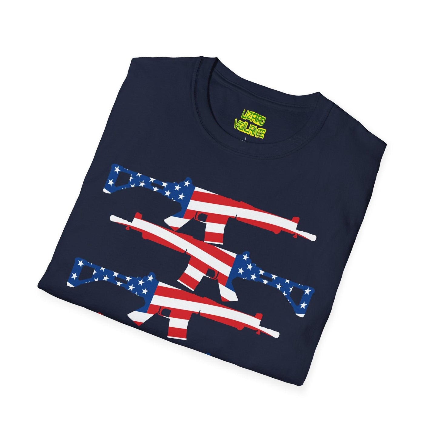 American Flag Guns Unisex Softstyle T-Shirt - Lizard Vigilante