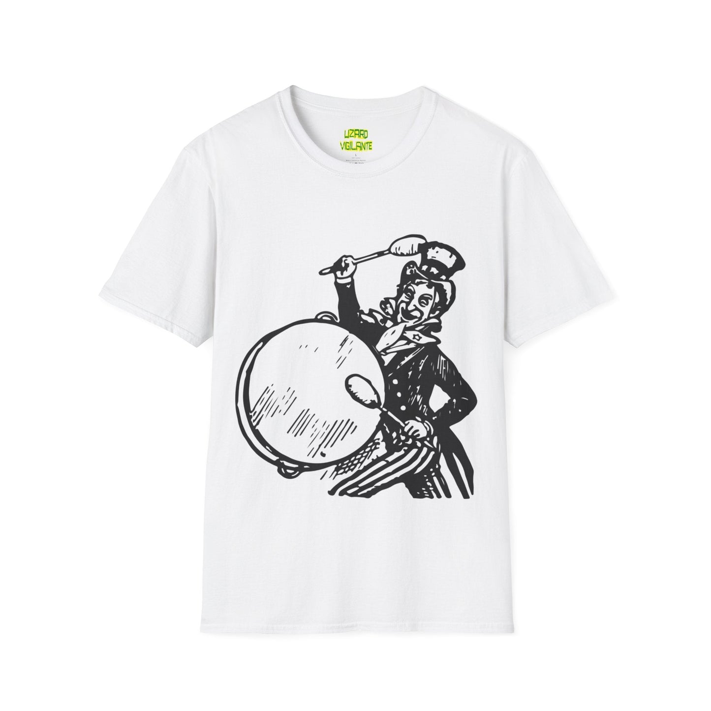 Uncle Sam Drums Unisex Softstyle T-Shirt, White - Lizard Vigilante