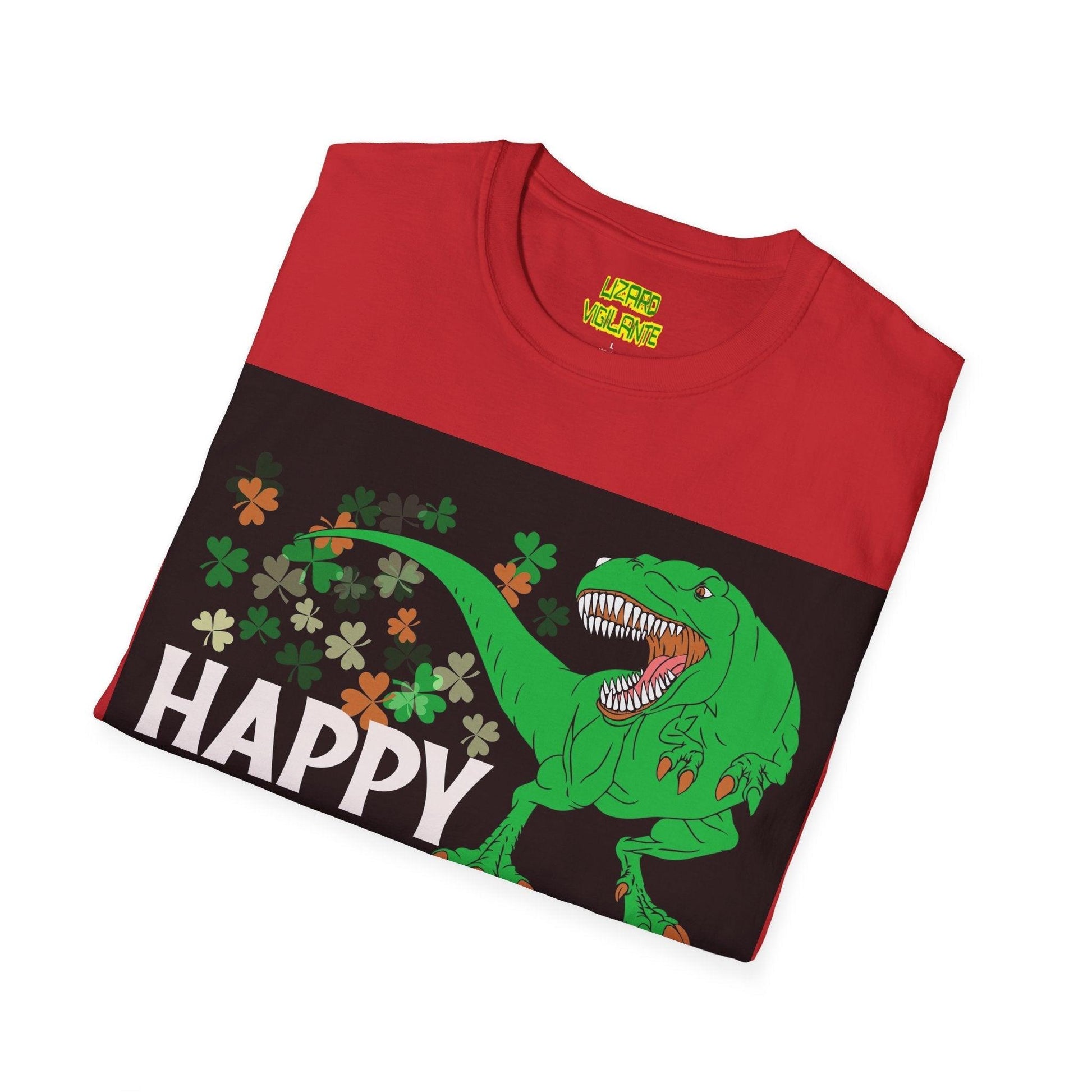 Happy St. Pat-Rex Day T-Rex Dinosaur Unisex Softstyle T-Shirt - Lizard Vigilante