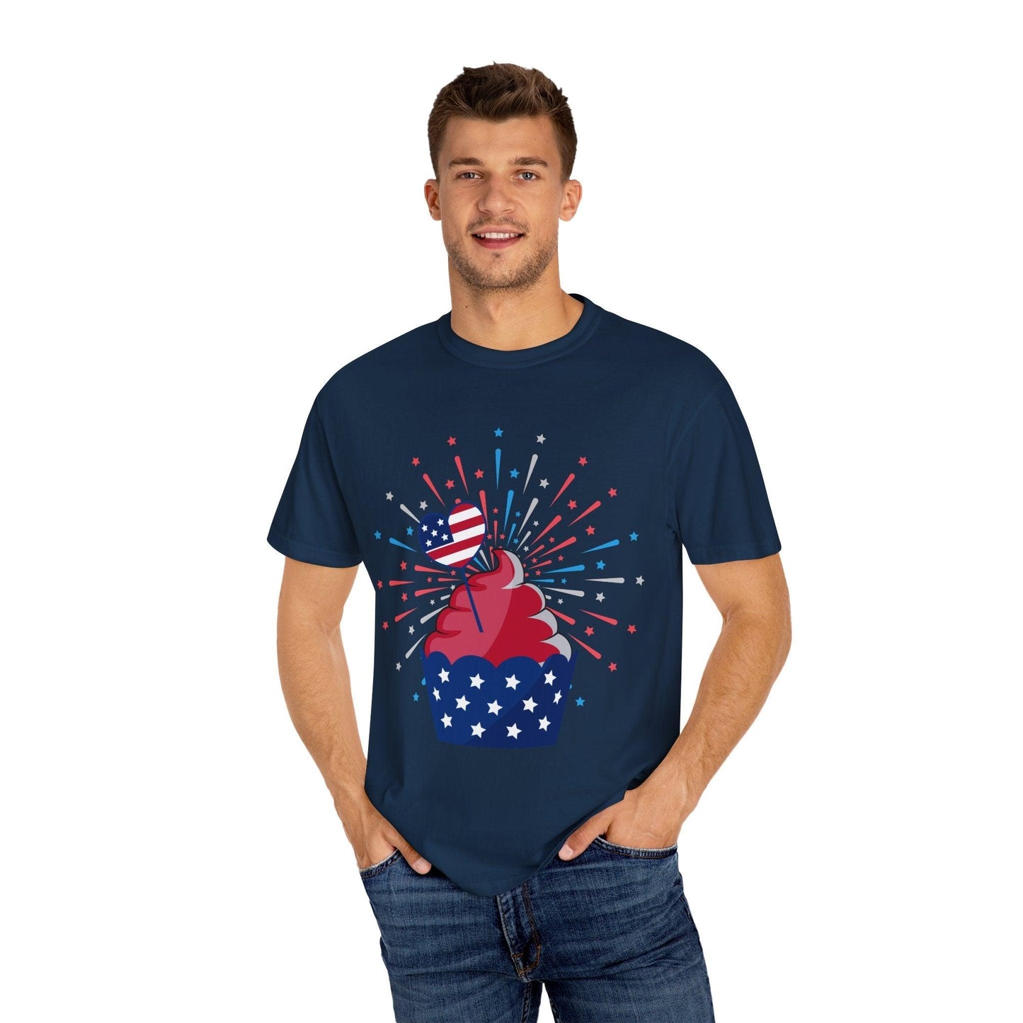 July 4th Cupcake Unisex Garment-Dyed T-shirt - Lizard Vigilante