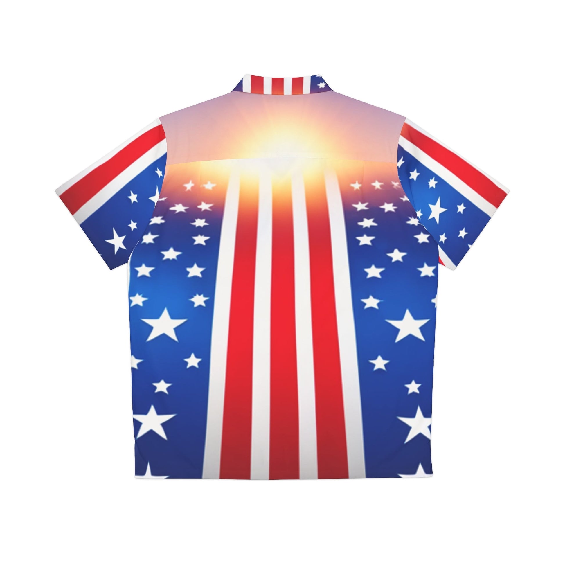 Sun Drenched USA Flag Men's Hawaiian Shirt (AOP) - Lizard Vigilante