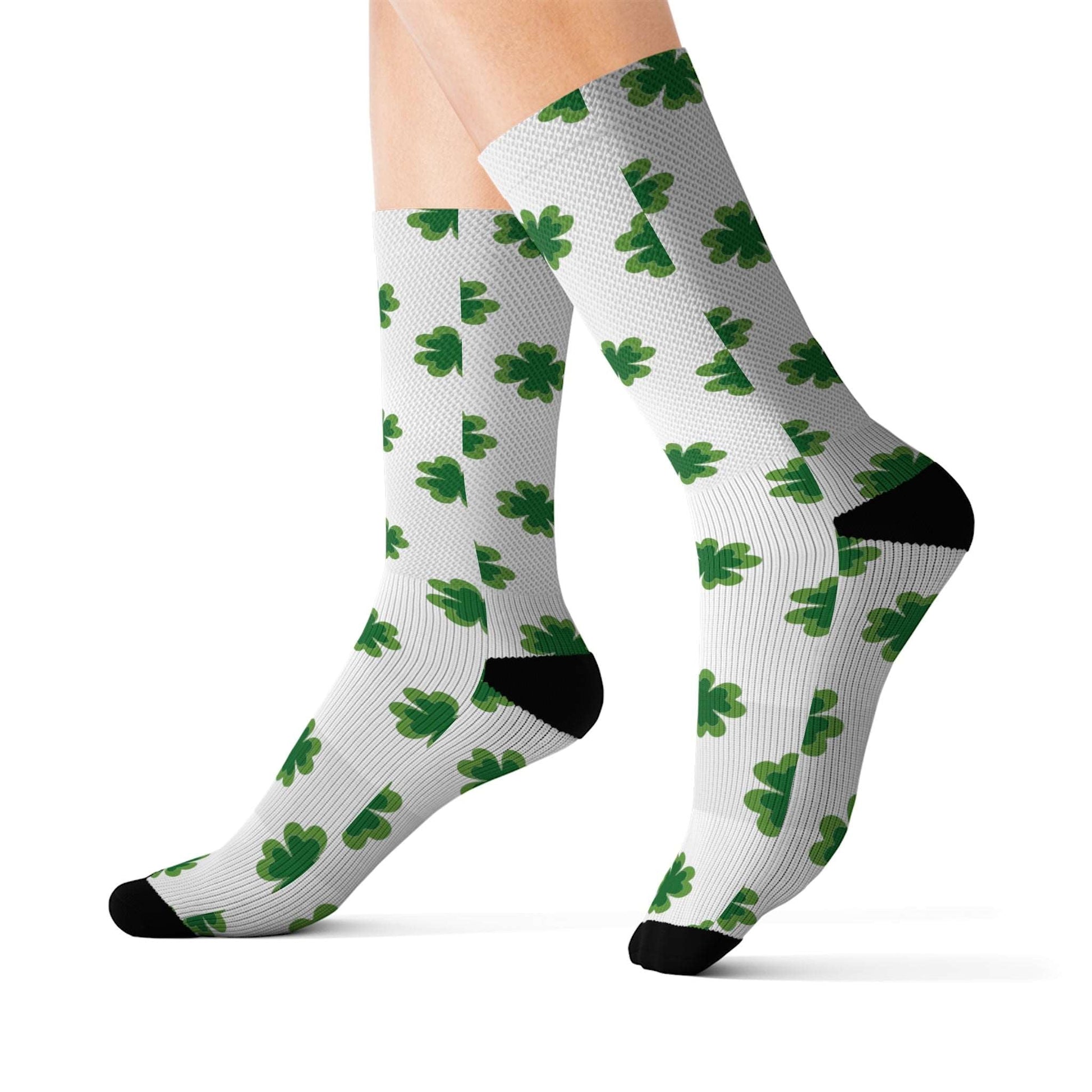 4 Leaf Clover St. Patrick's Day Irish Sublimation Socks - Lizard Vigilante