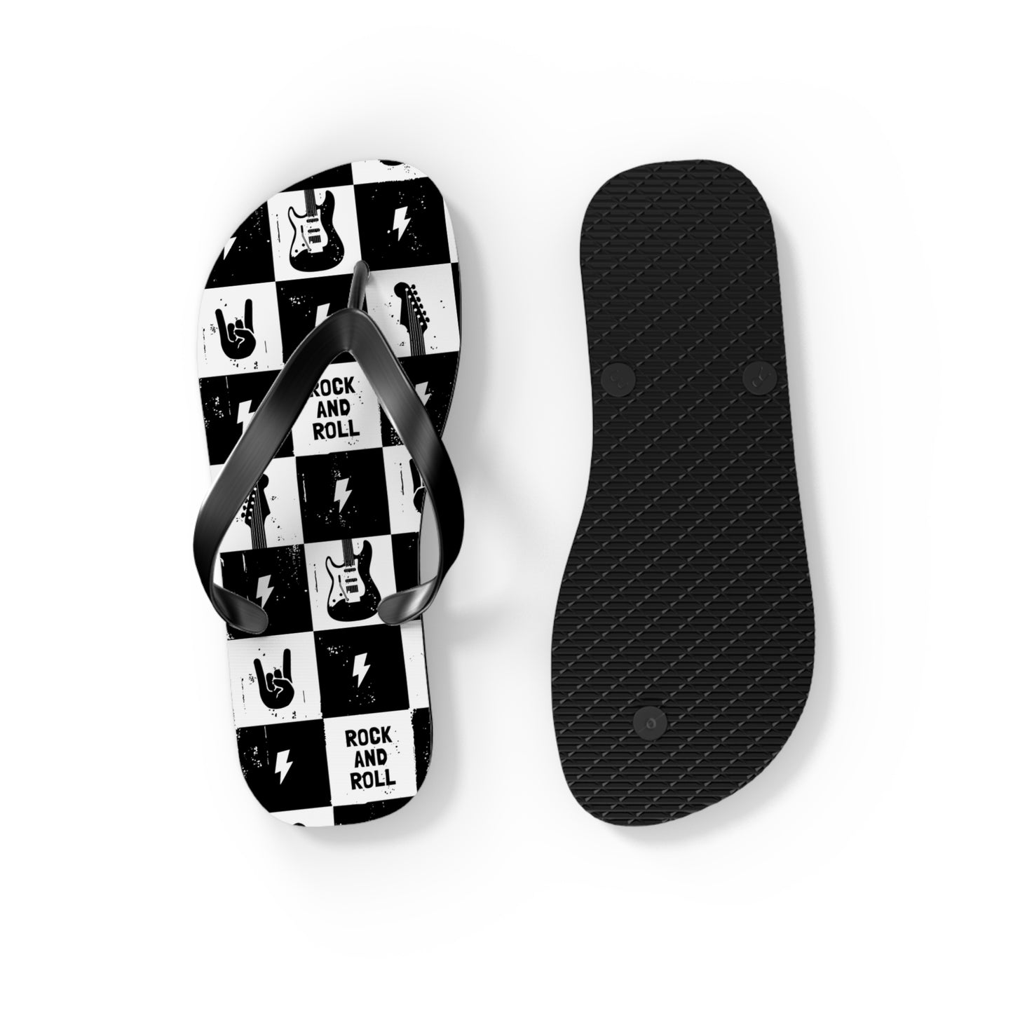 Rock And Roll Squares Flip Flops - Premium Shoes from Printify - Just $27.99! Shop now at Lizard Vigilante