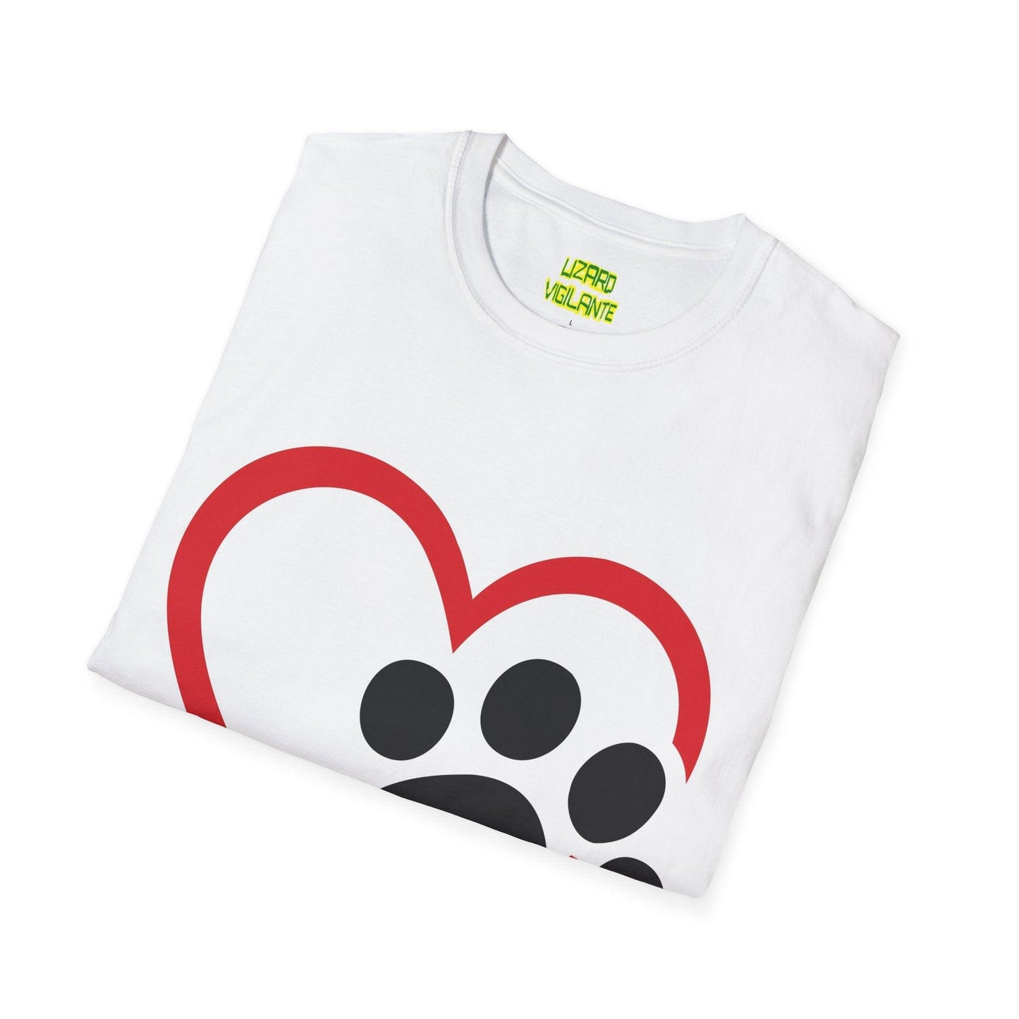 Dog Paw With A Heart Unisex Softstyle T-Shirt - Lizard Vigilante