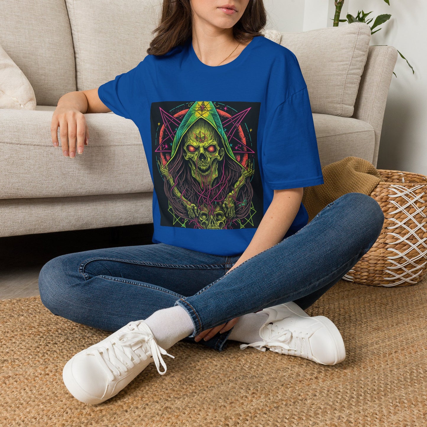 Hooded Skull T-Shirt — Neon Occult Graphic Tee