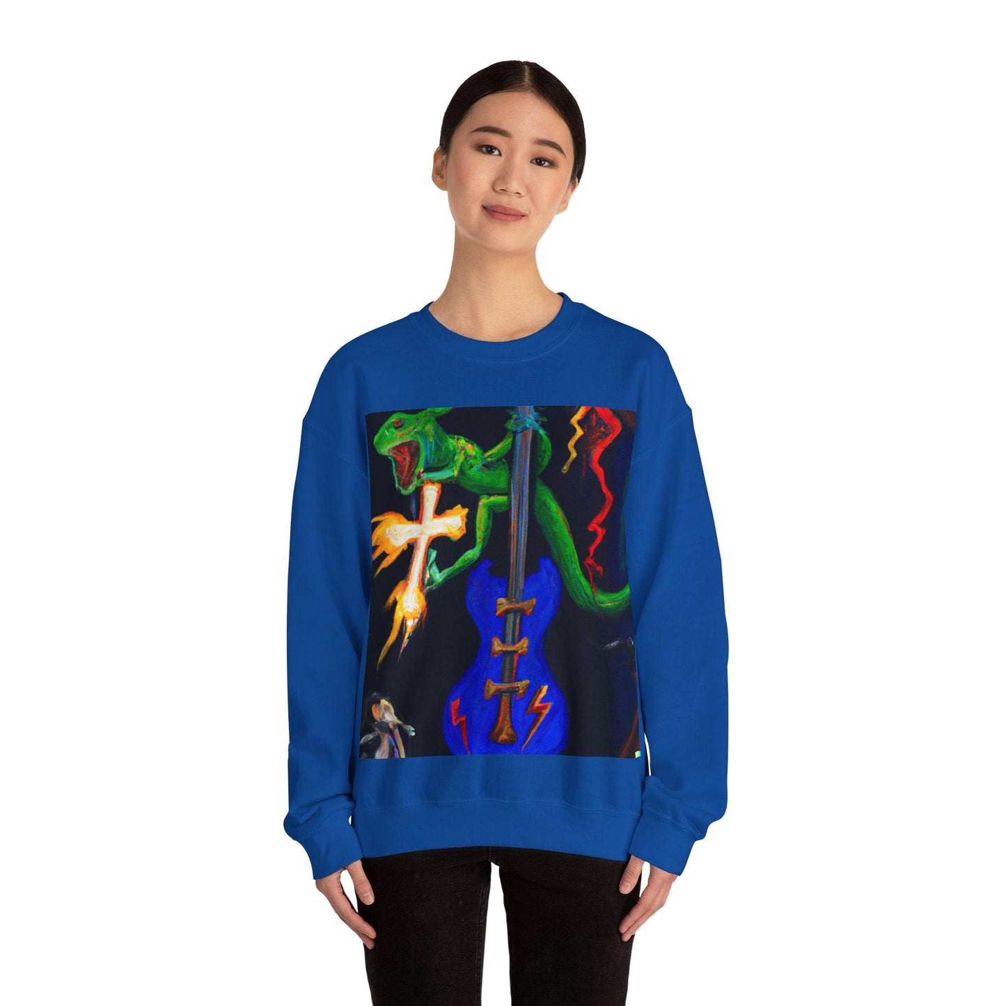 Lizard Vigilante Lightning Cross Unisex Heavy Blend™ Crewneck Sweatshirt - Lizard Vigilante