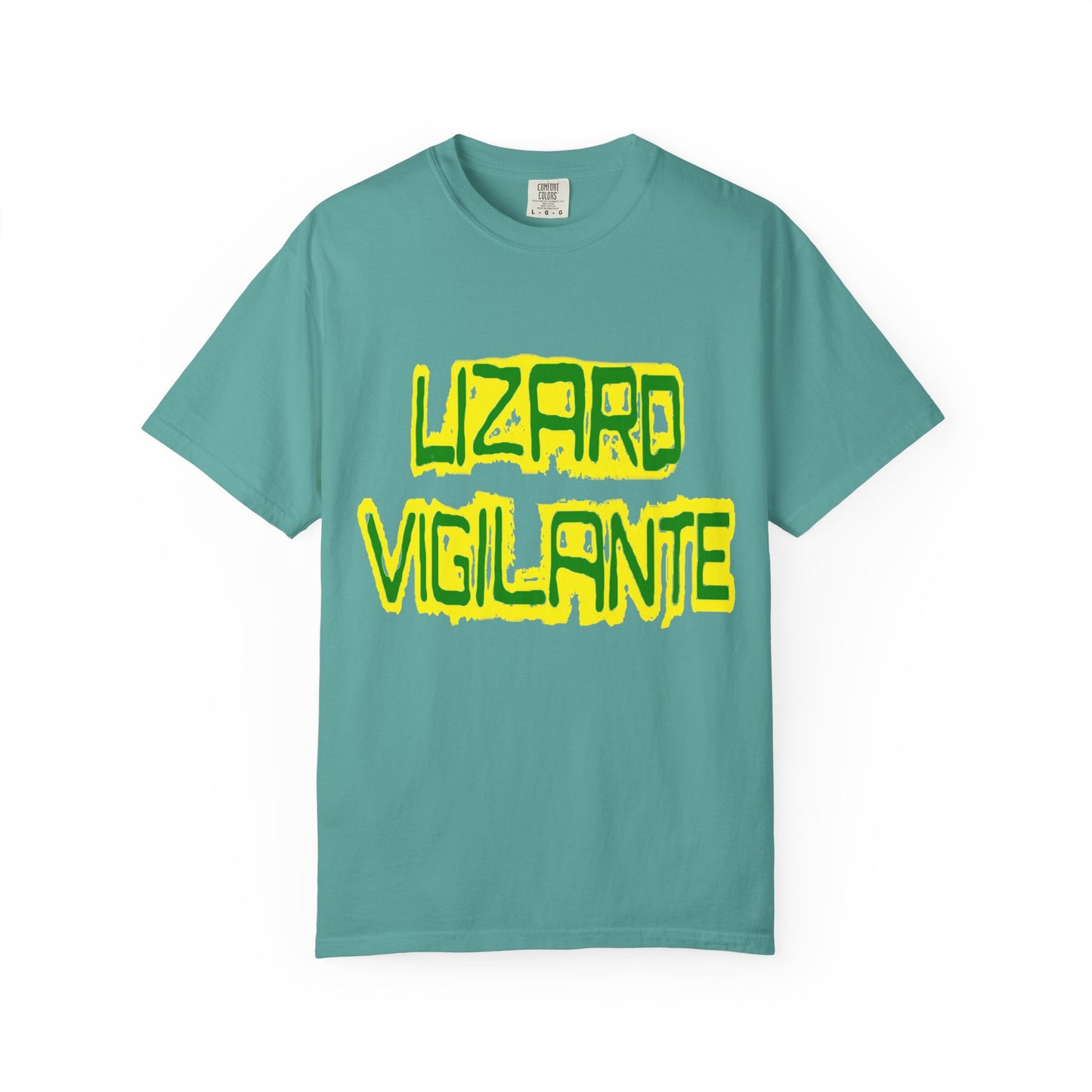 Lizard Vigilante Graphic T-Shirt — Bold Green & Yellow Streetwear Tee