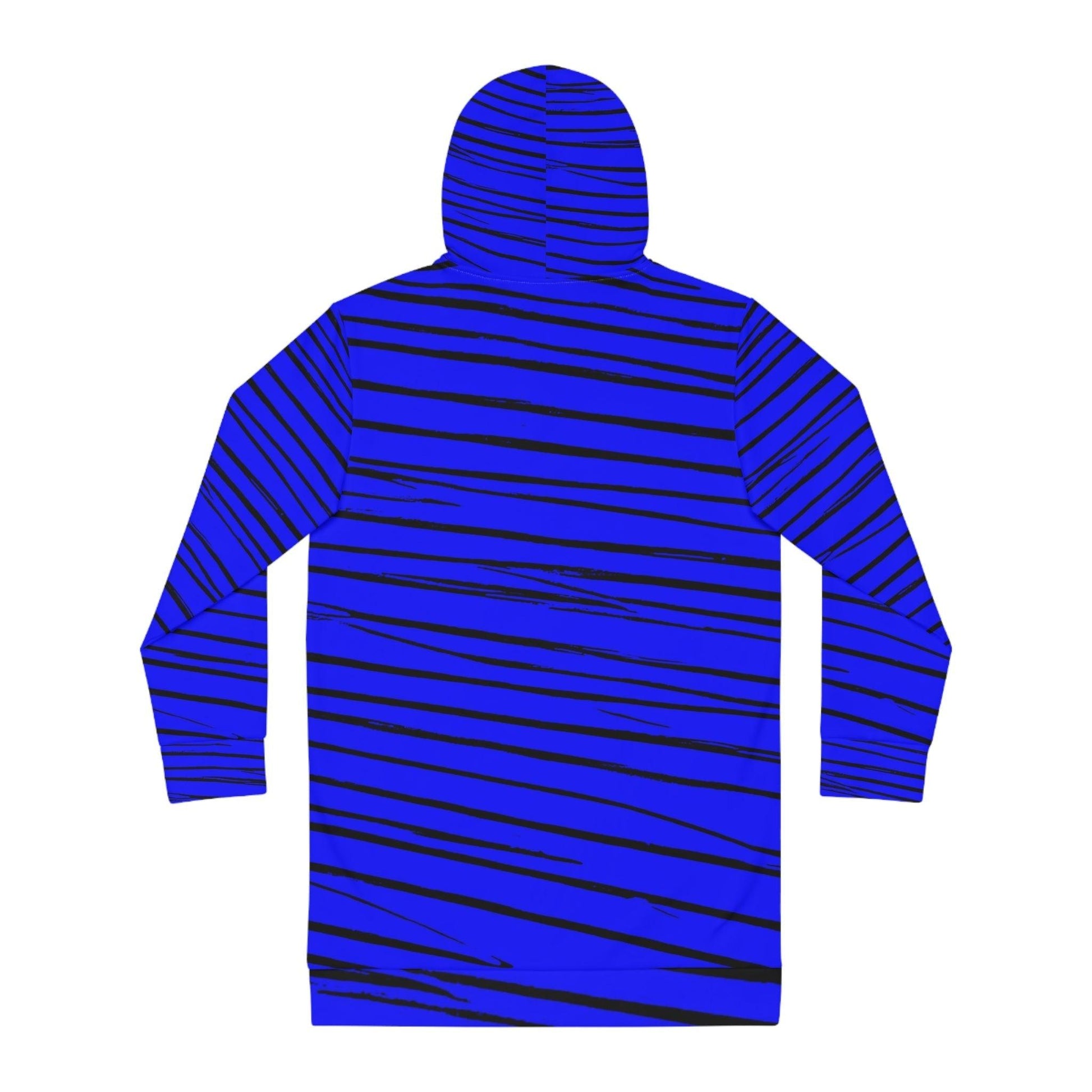 Black & Blue Strips Women's Hoodie Dress - Lizard Vigilante