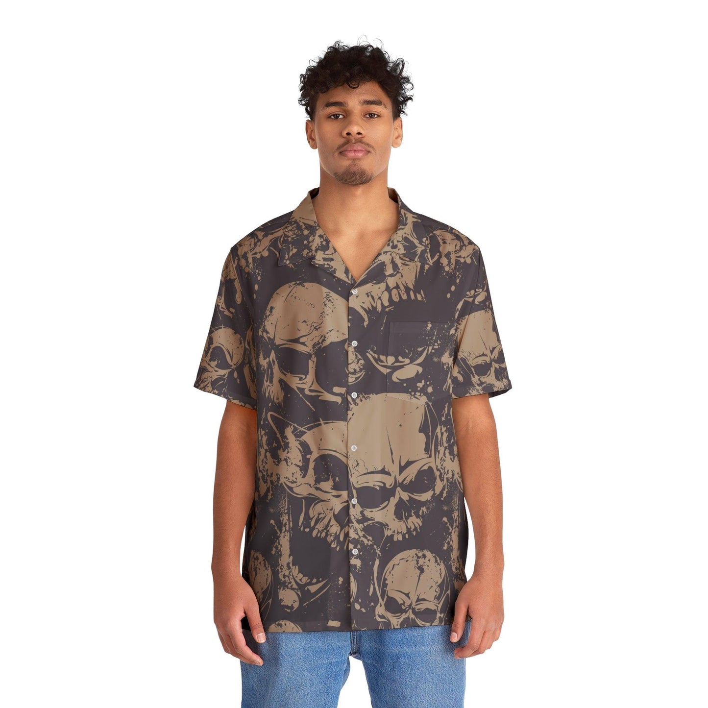 Skull Pile Men's Hawaiian Shirt (AOP) - Lizard Vigilante