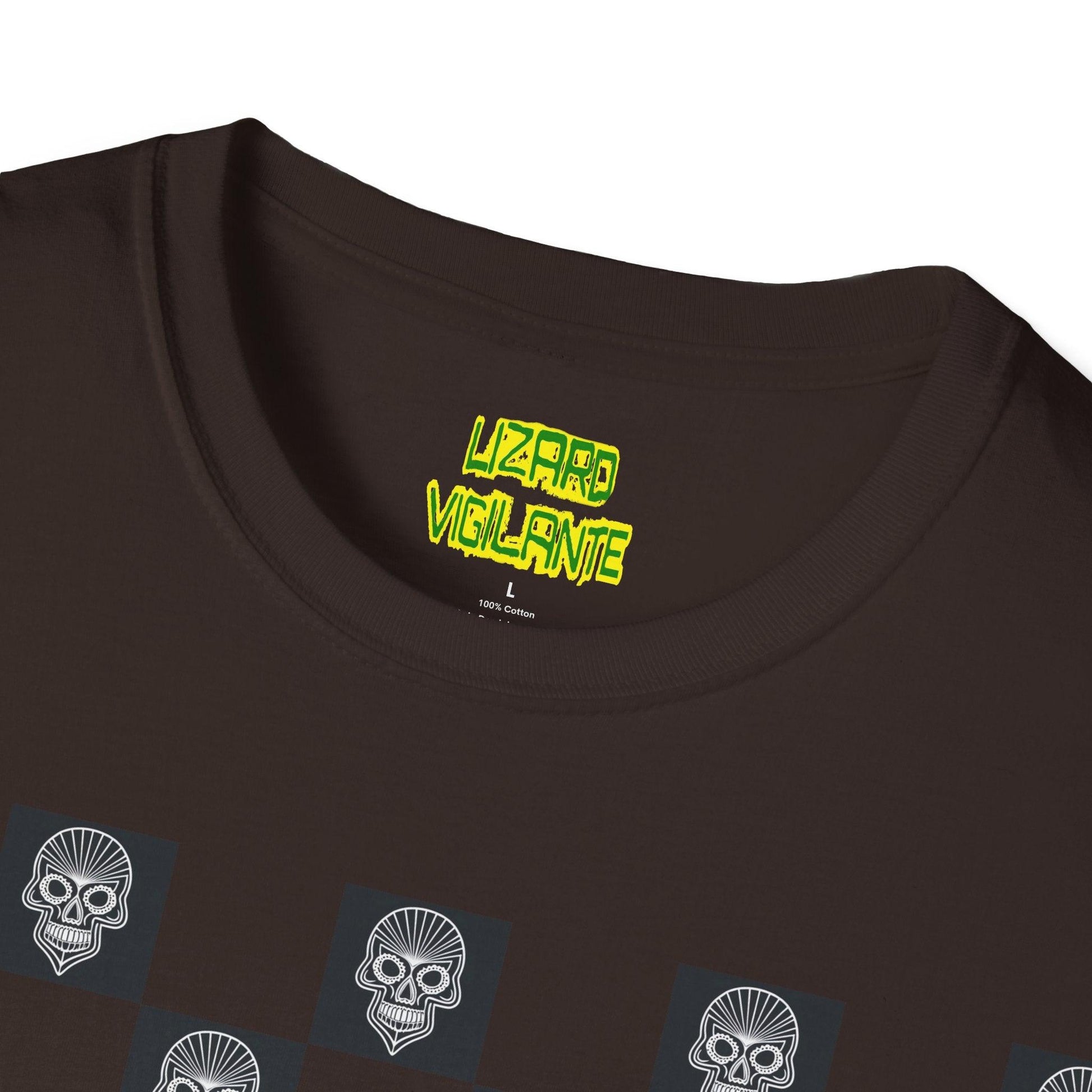 Checkerboard Skull Unisex Softstyle T-Shirt - Lizard Vigilante