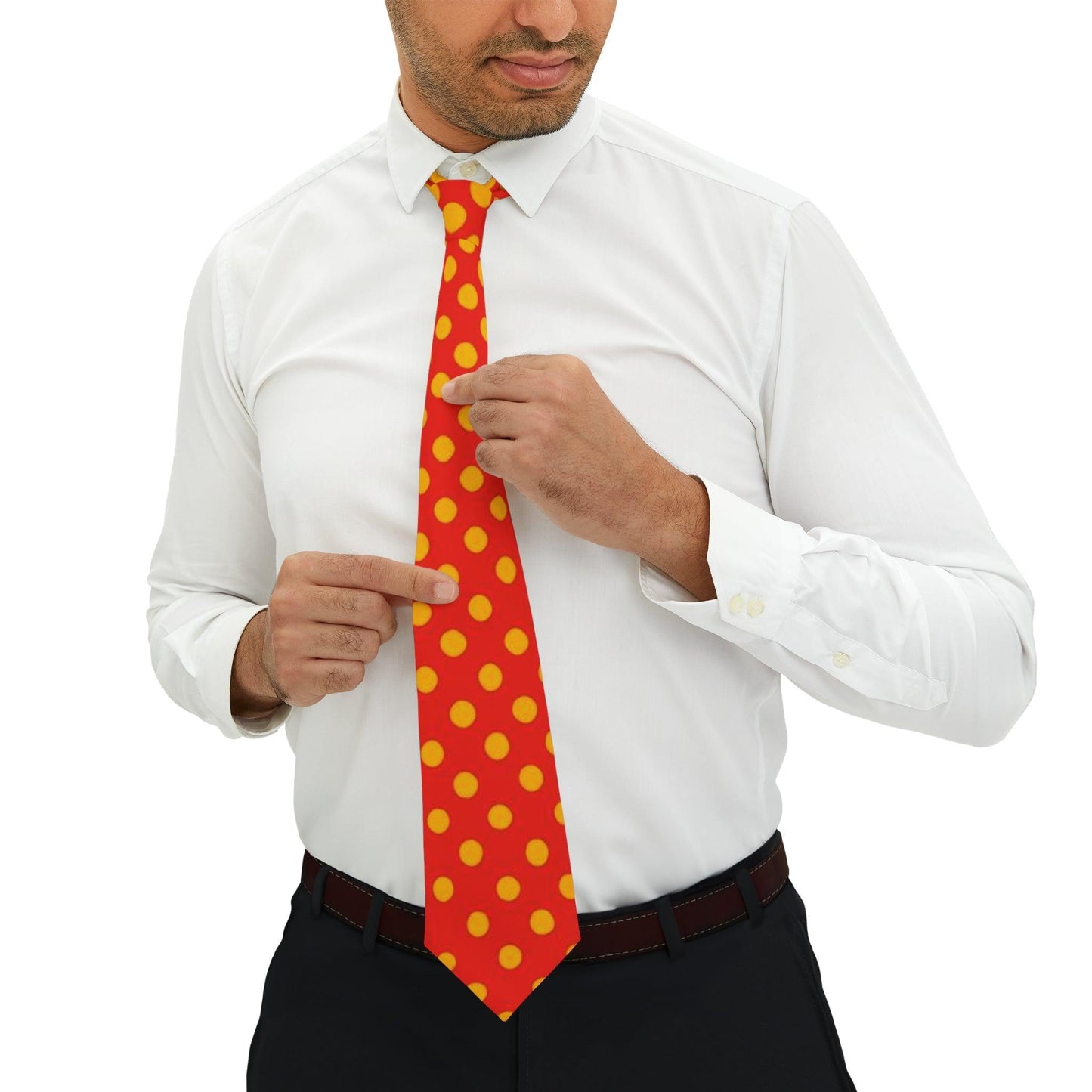 Orange with Yellow Polka Dots Necktie - Lizard Vigilante