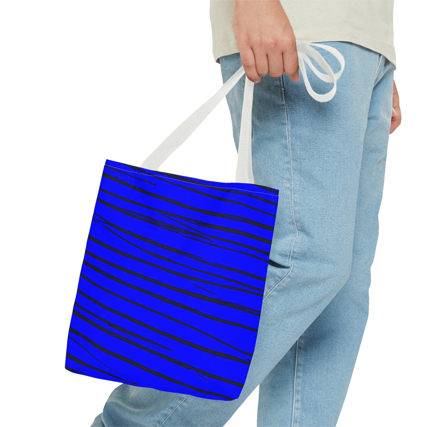 Black & Blue Strips Tote Bag - Lizard Vigilante