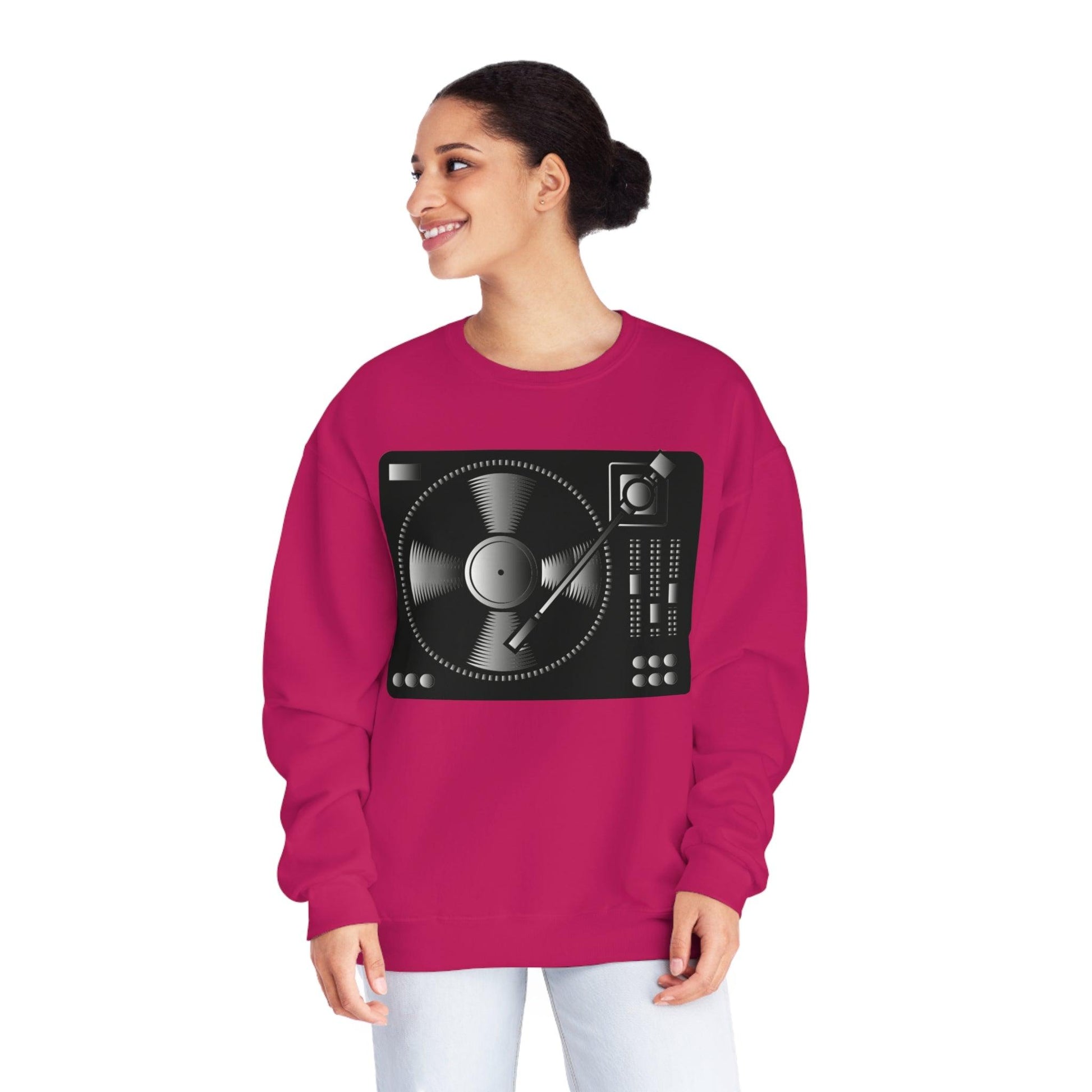 Turntable Record Player Unisex NuBlend® Crewneck DJ Sweatshirt - Lizard Vigilante