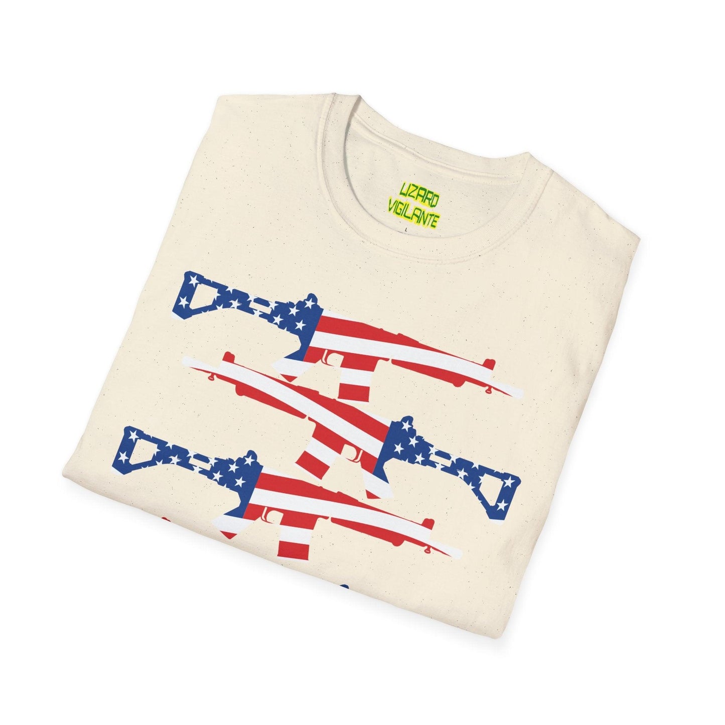 American Flag Guns Unisex Softstyle T-Shirt - Lizard Vigilante