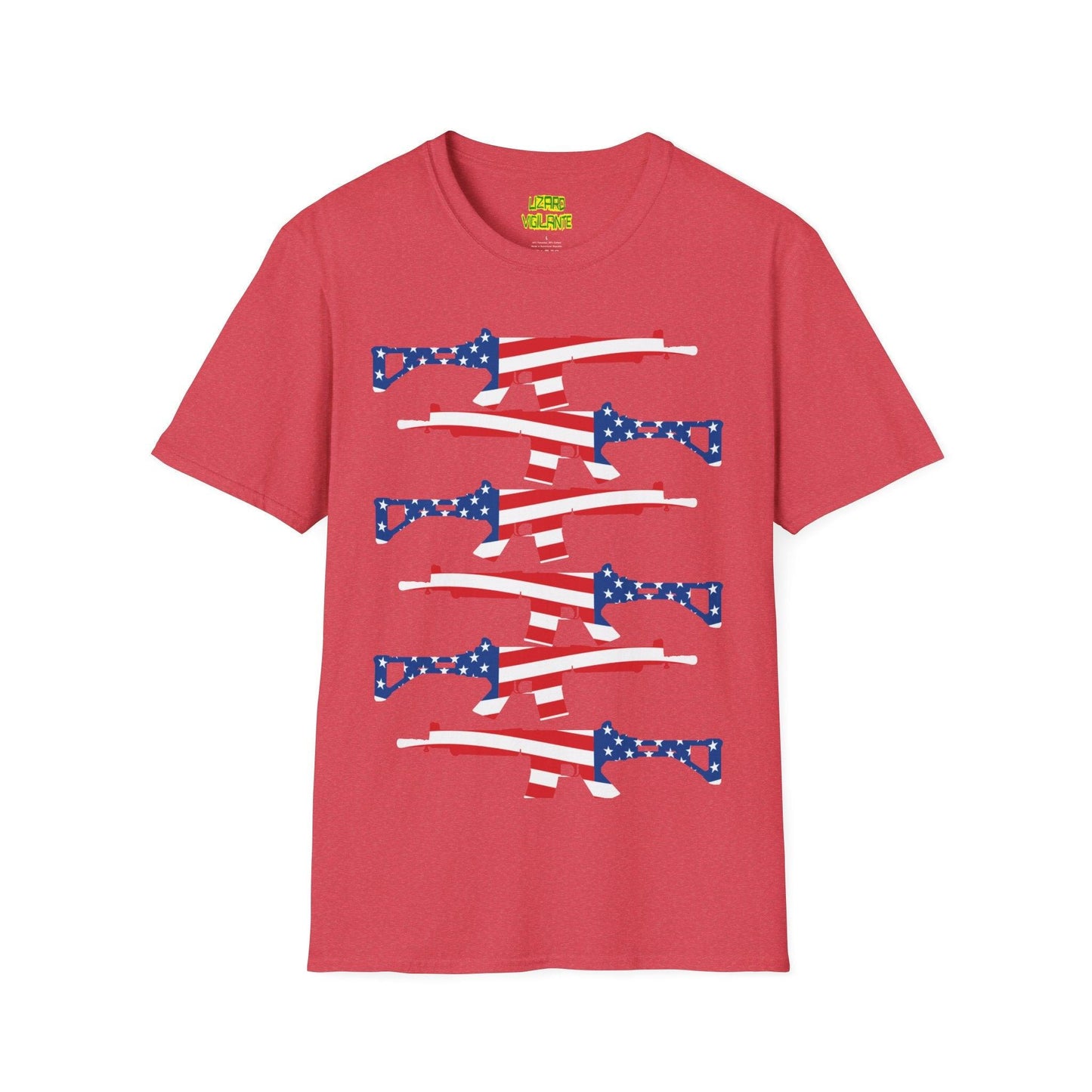 American Flag Guns Unisex Softstyle T-Shirt - Lizard Vigilante