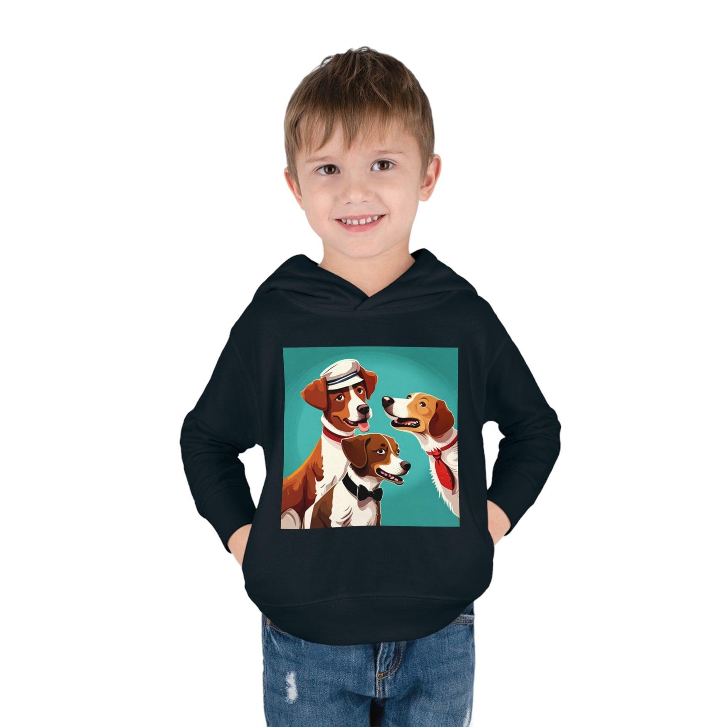 Illustrated Dogs Toddler Pullover Fleece Hoodie - Lizard Vigilante