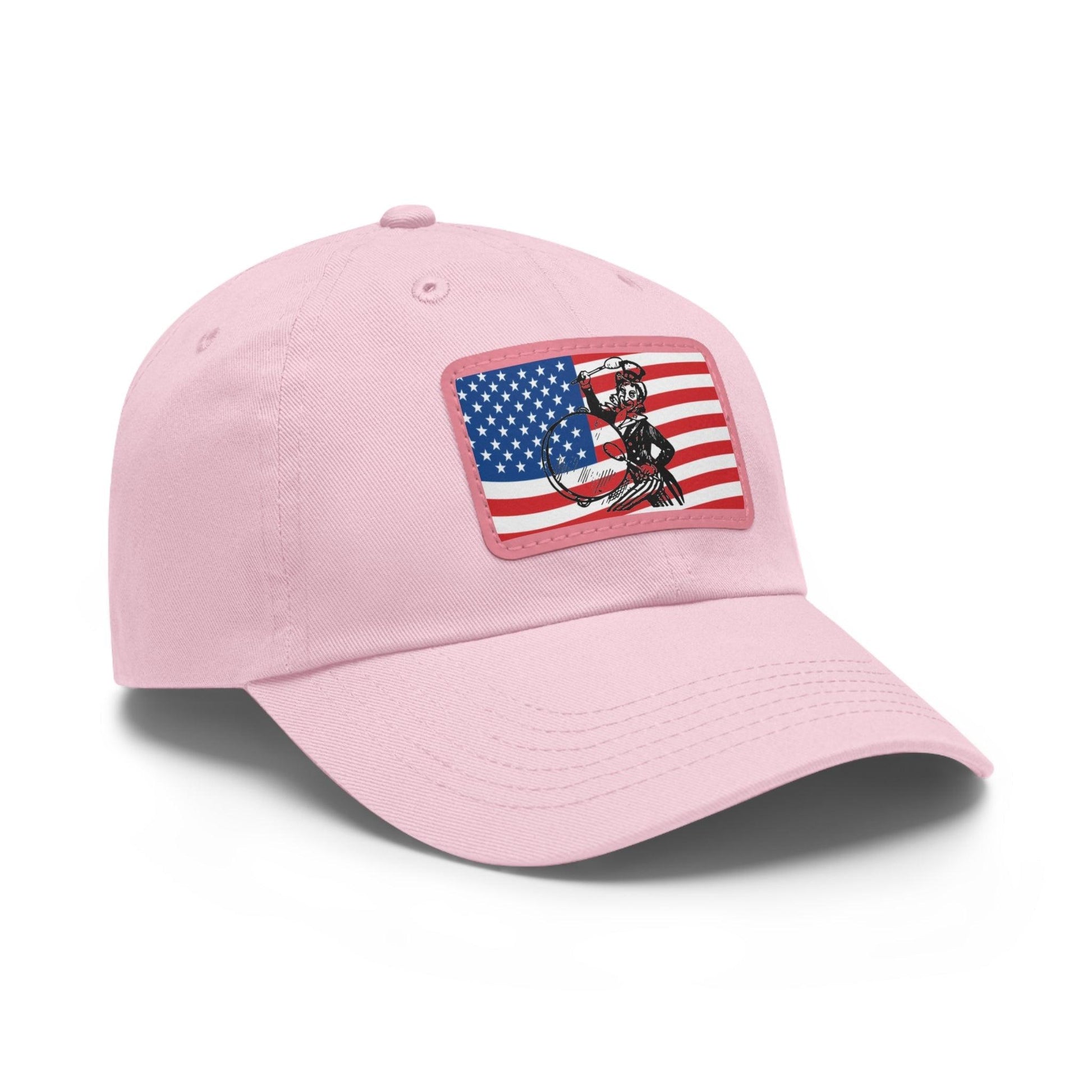 American Flag With Uncle Sam Drummer Dad Hat with Leather Patch (Rectangle) - Lizard Vigilante