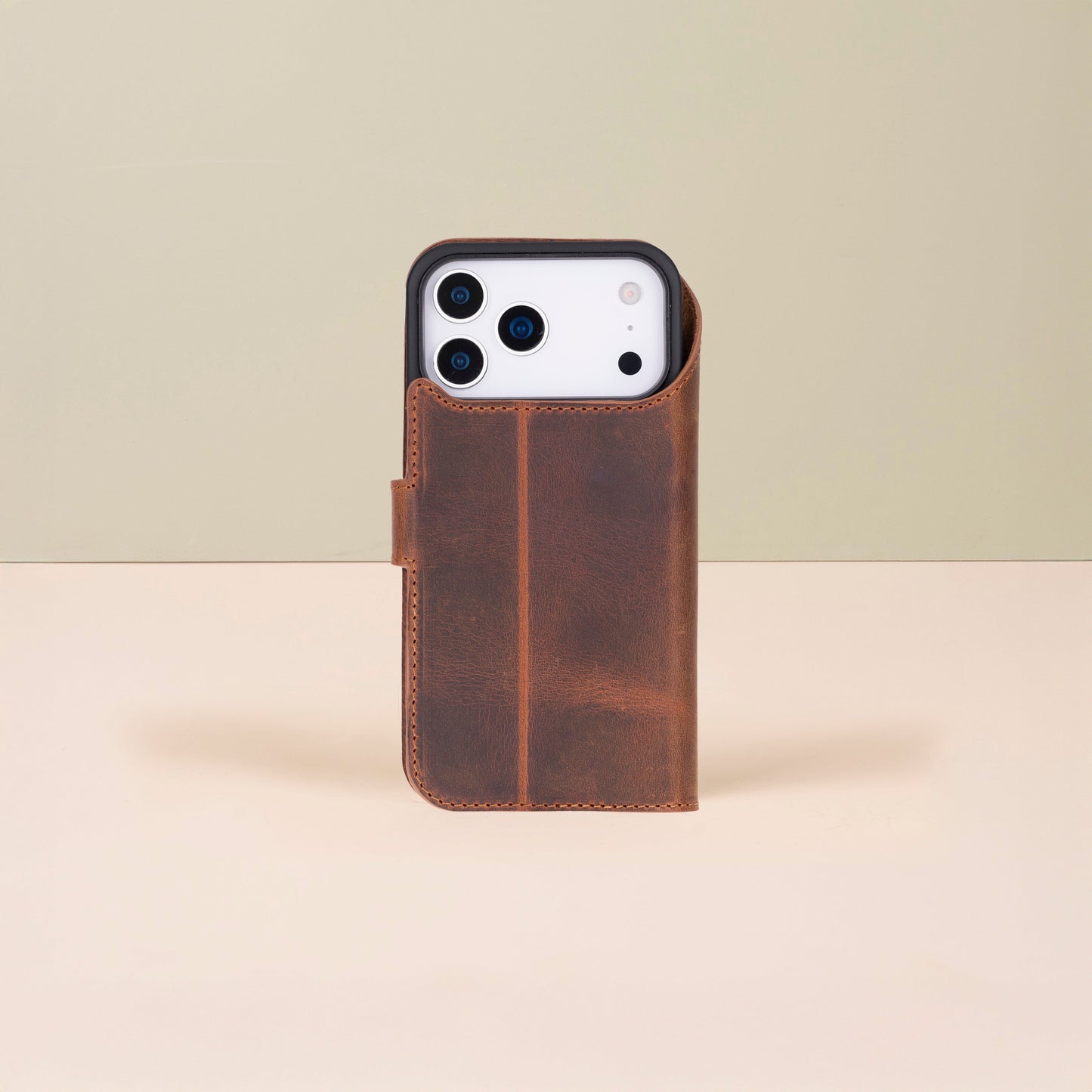 Leather iPhone 17 Pro Wallet Case – Brown - Austin