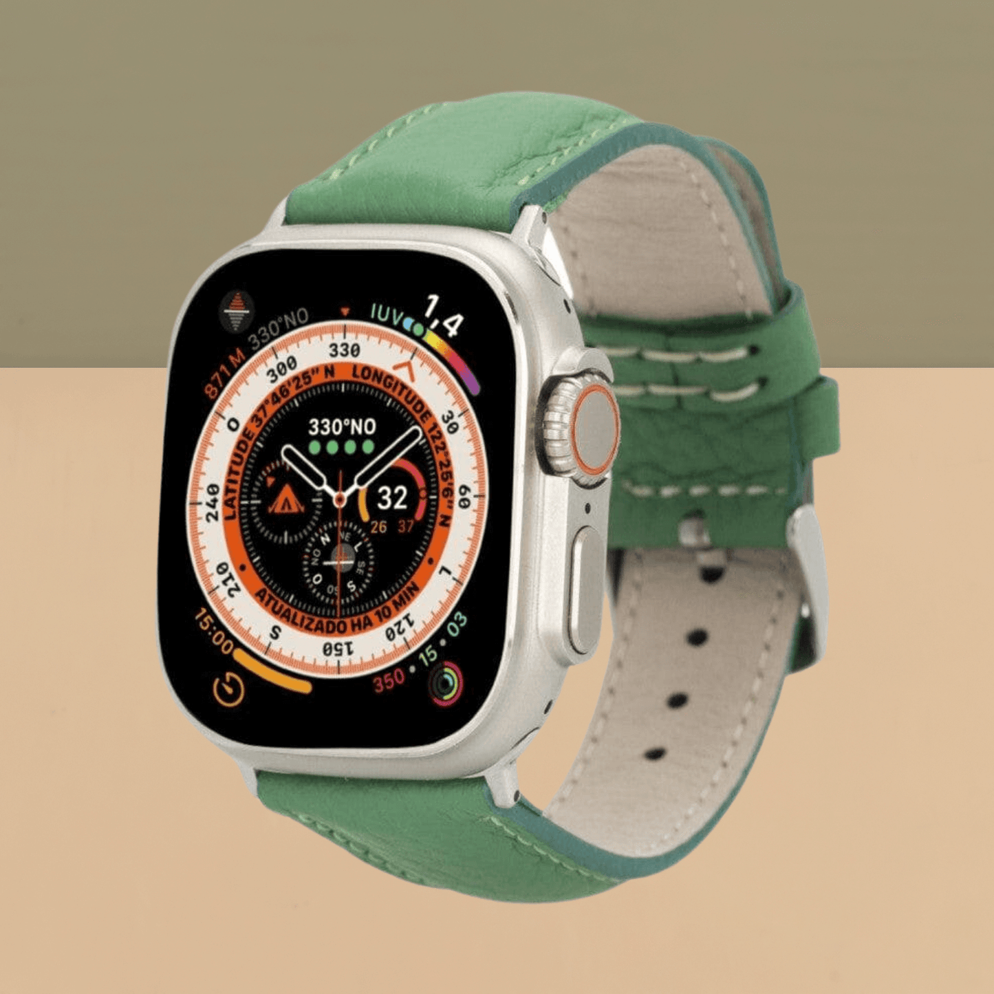 Apple Watch Green Leather Strap - Boston