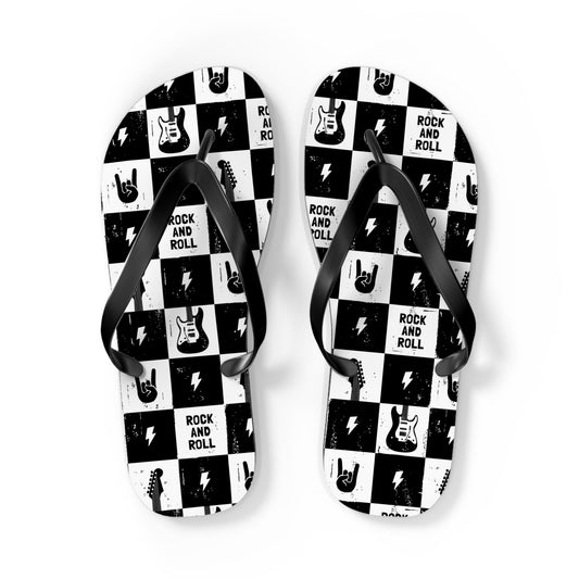 Rock And Roll Squares Flip Flops - Premium Shoes from Printify - Just $27.99! Shop now at Lizard Vigilante