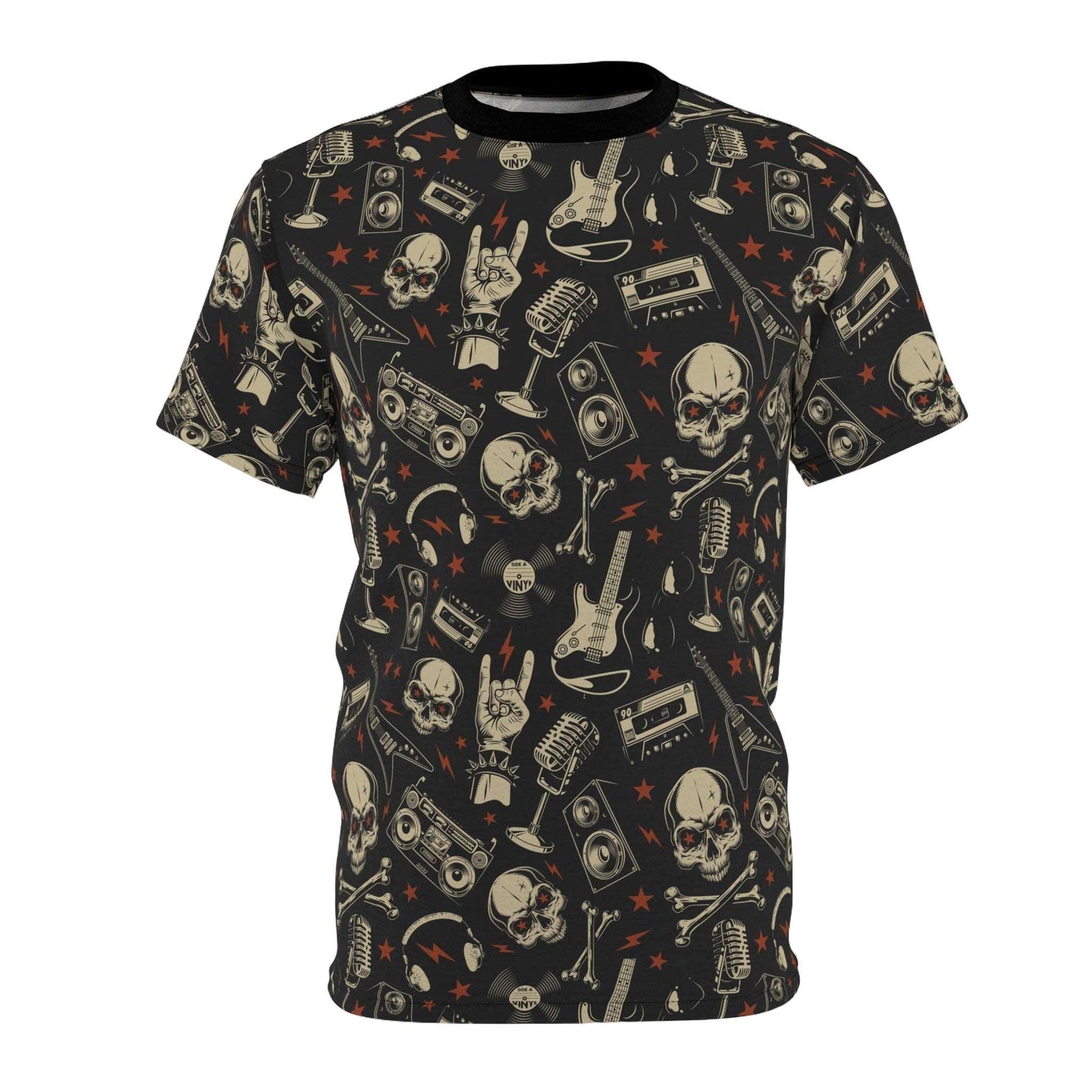 80s Metal Collage' Unisex Cut & Sew Tee (AOP) - Lizard Vigilante