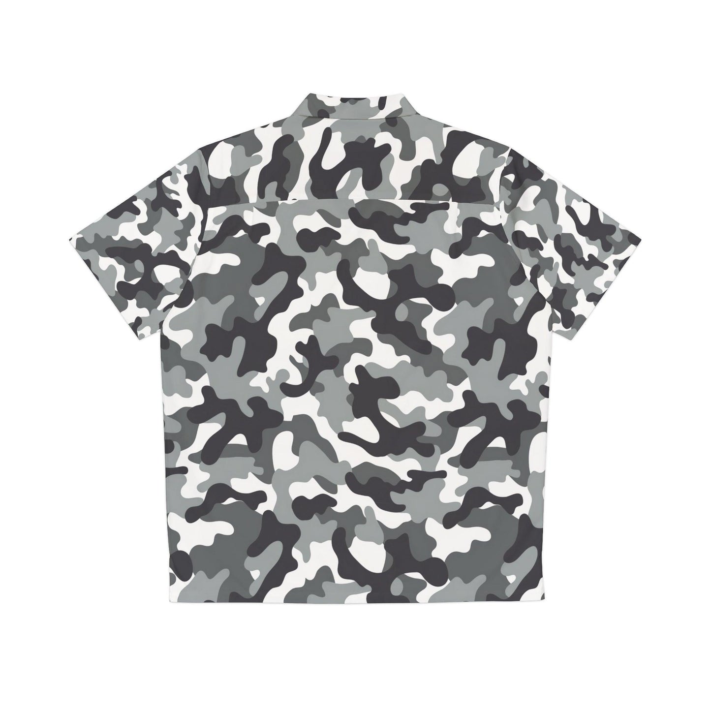 Men'sBlack White Grey Camo Hawaiian Shirt - Lizard Vigilante