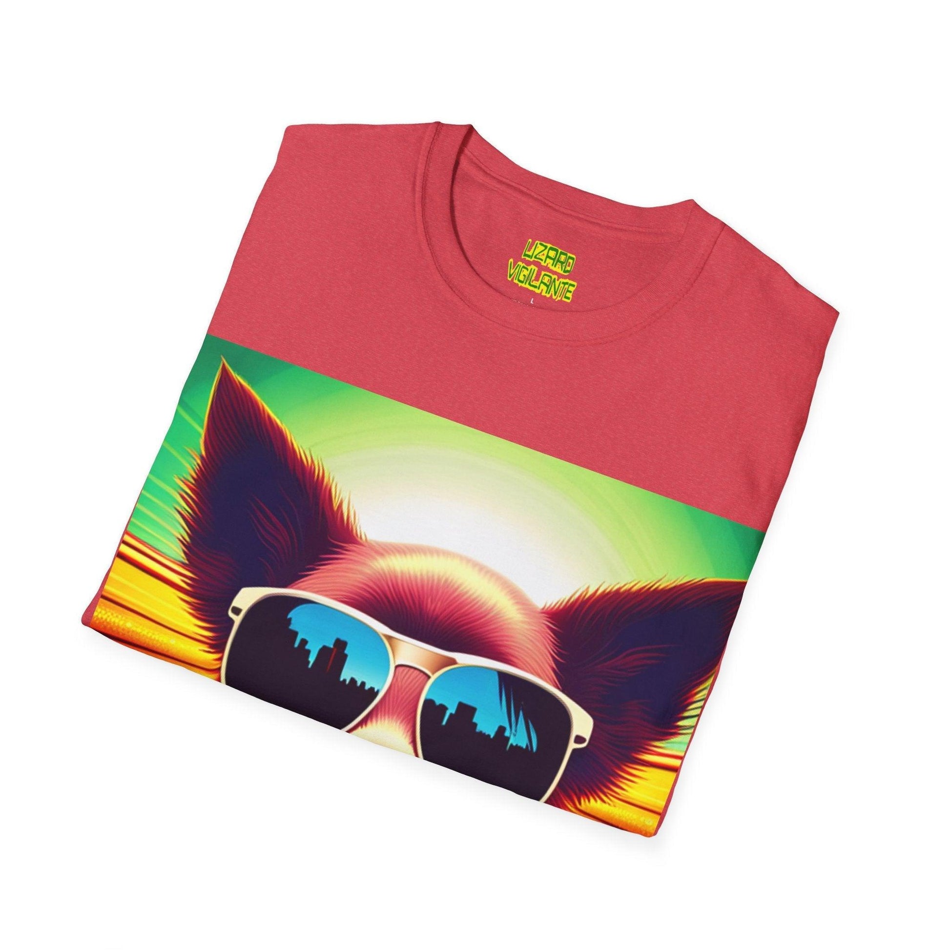 Puppy With Shades Trippy Unisex Softstyle Psychedelic T-Shirt - Lizard Vigilante