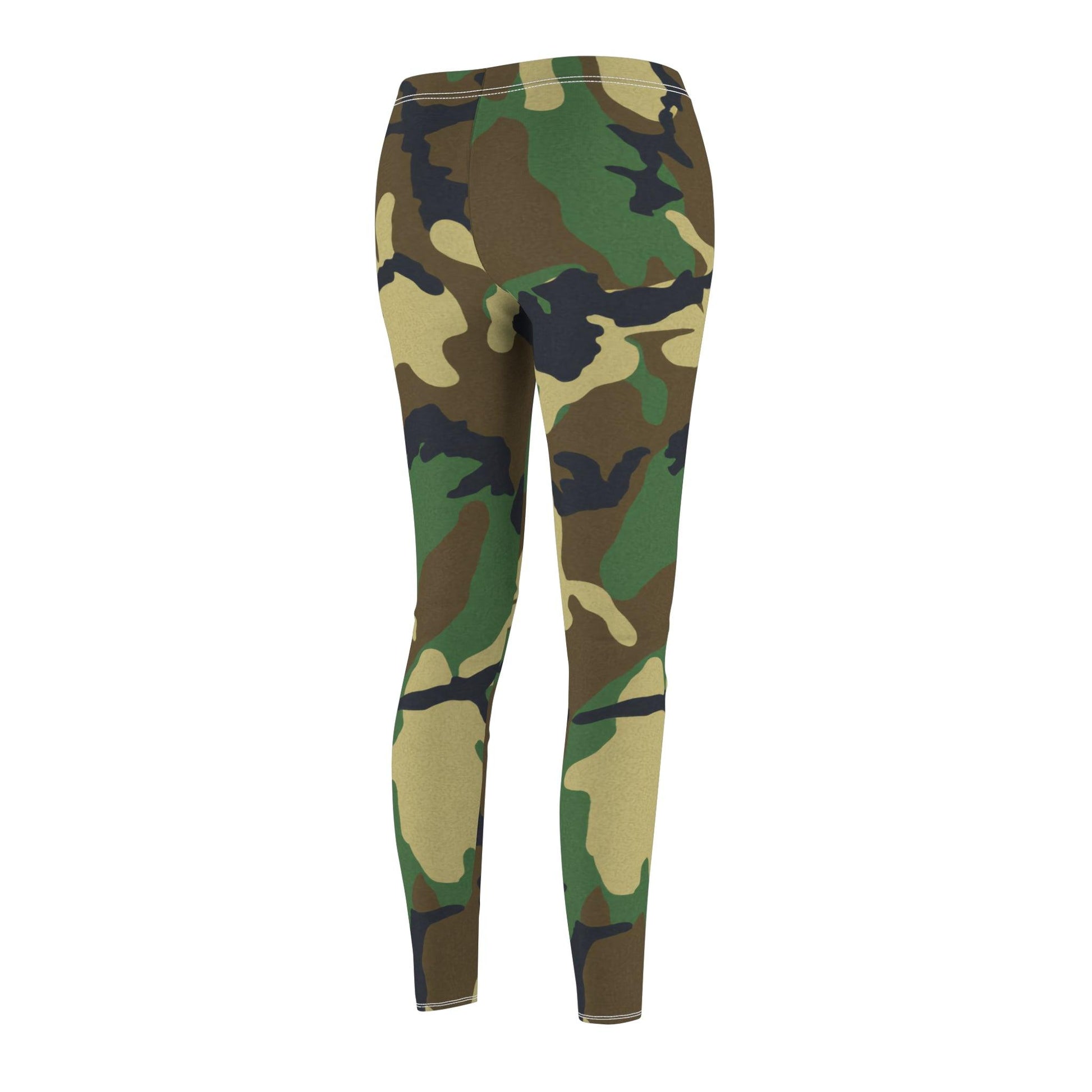 Green Camouflage Women's Cut & Sew Casual Leggings - Lizard Vigilante